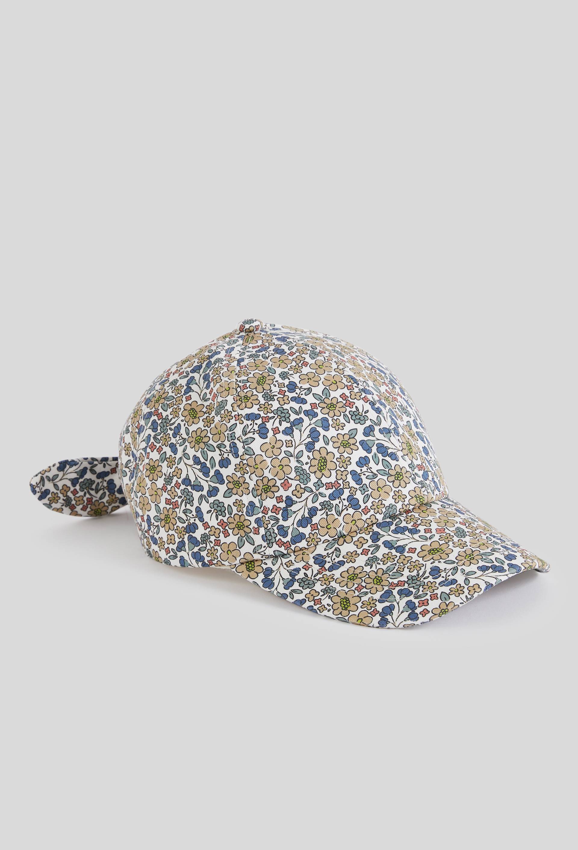 Casquette imprimée fleurs noeud, Beige clair, large image number 0.0