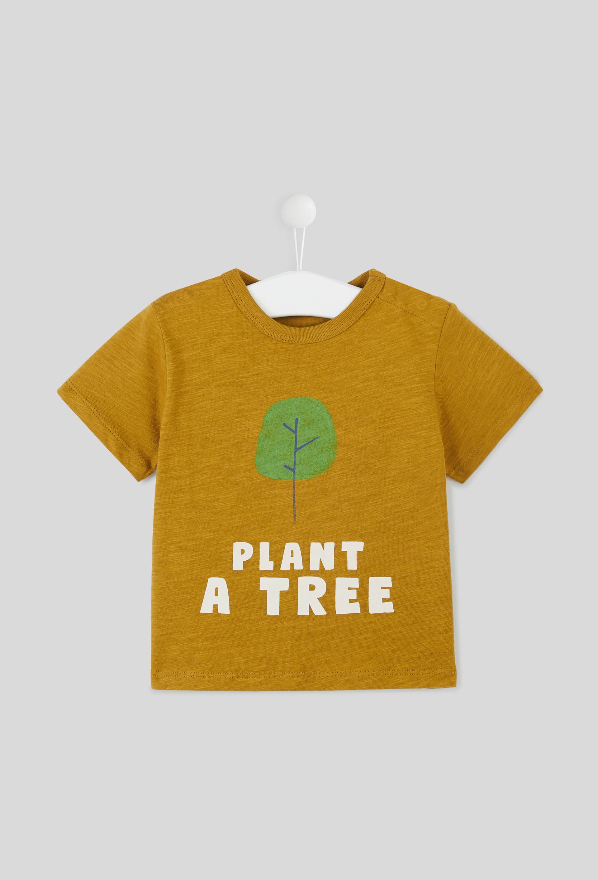 T.shirt manches courtes imprimé en coton BIO, Oeko-Tex, Jaune foncé, large image number 0