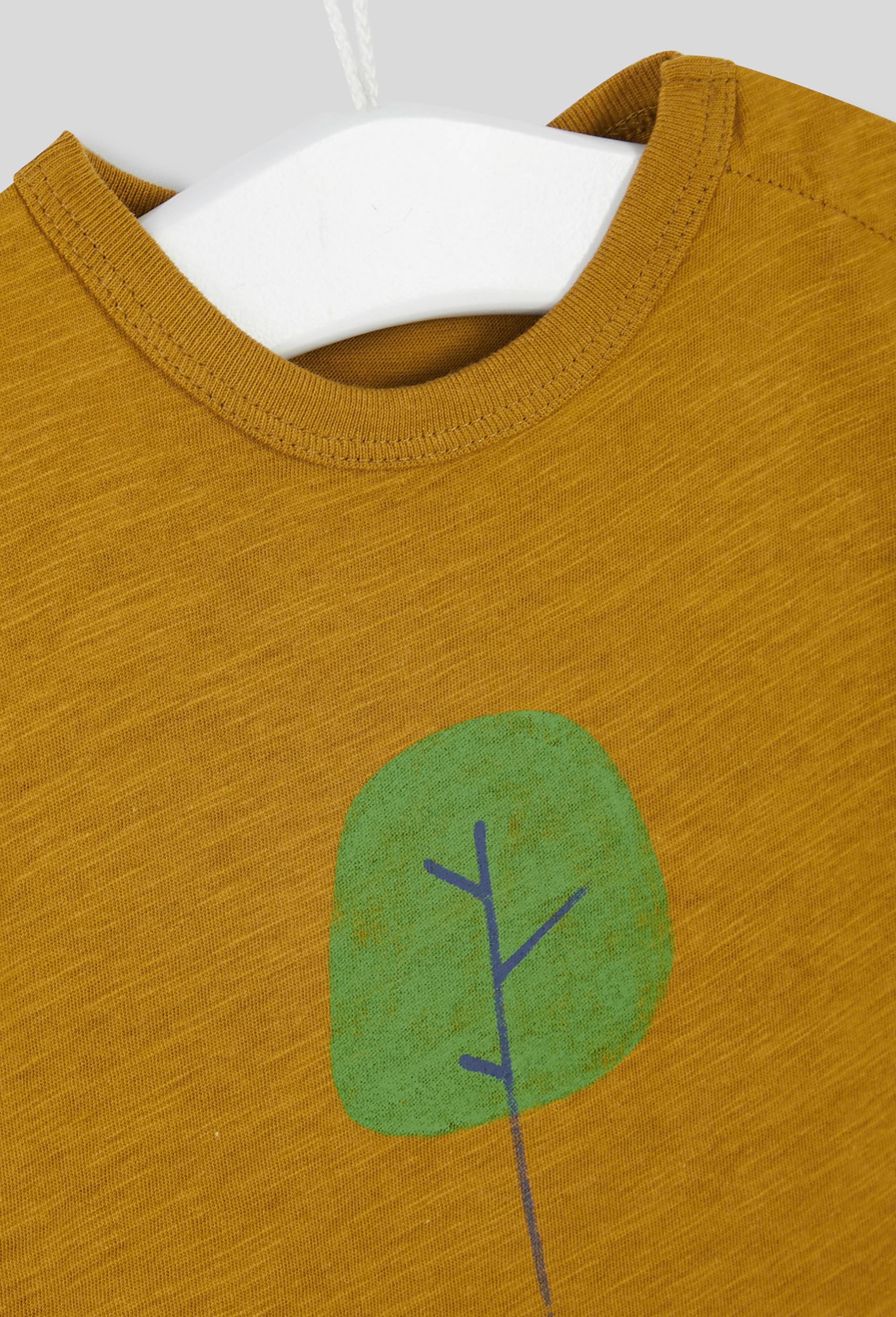 T.shirt manches courtes imprimé en coton BIO, Oeko-Tex, Jaune foncé, large image number 2
