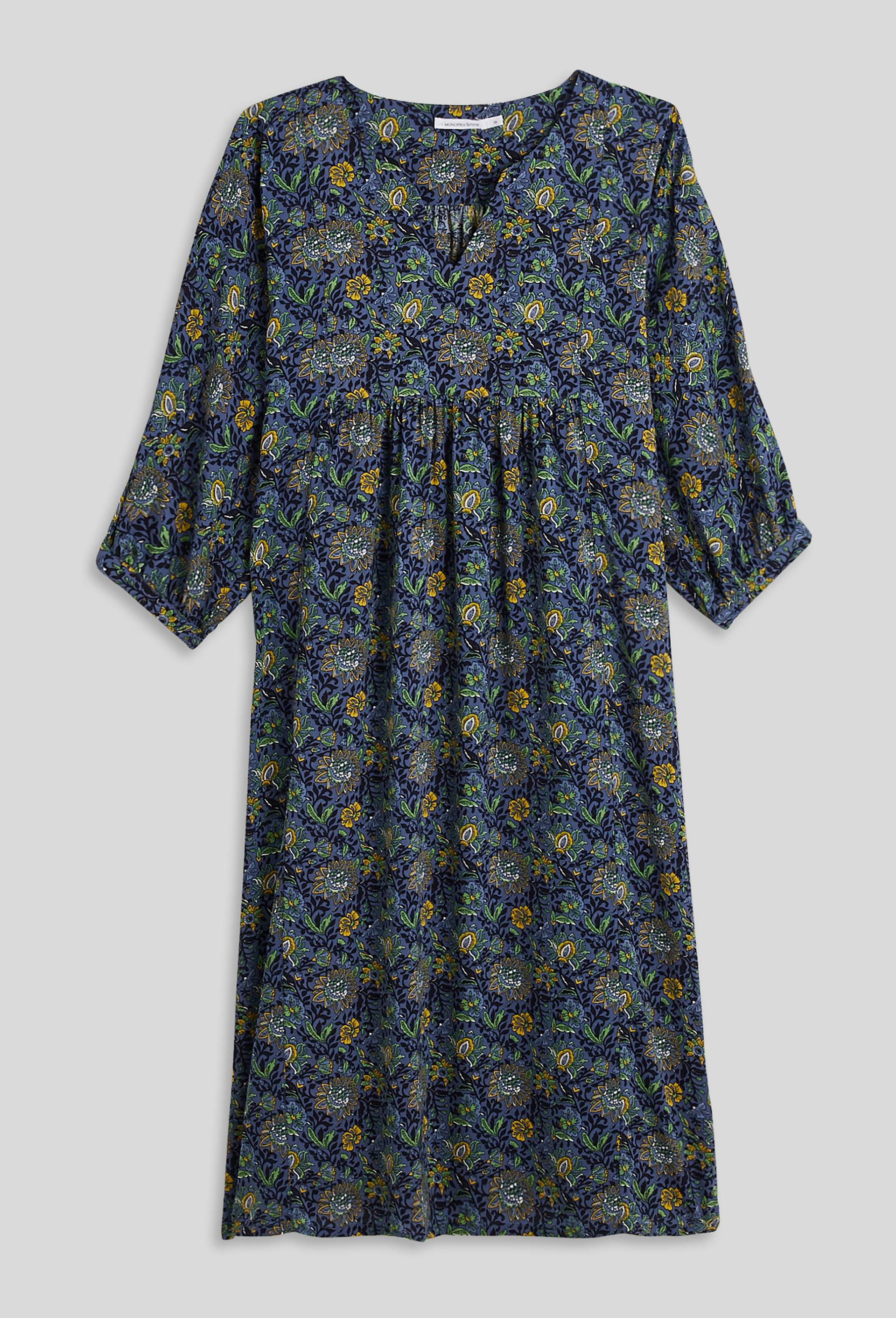 Chemise de nuit large imprimée, Ecovero, Bleu foncé, large image number 2