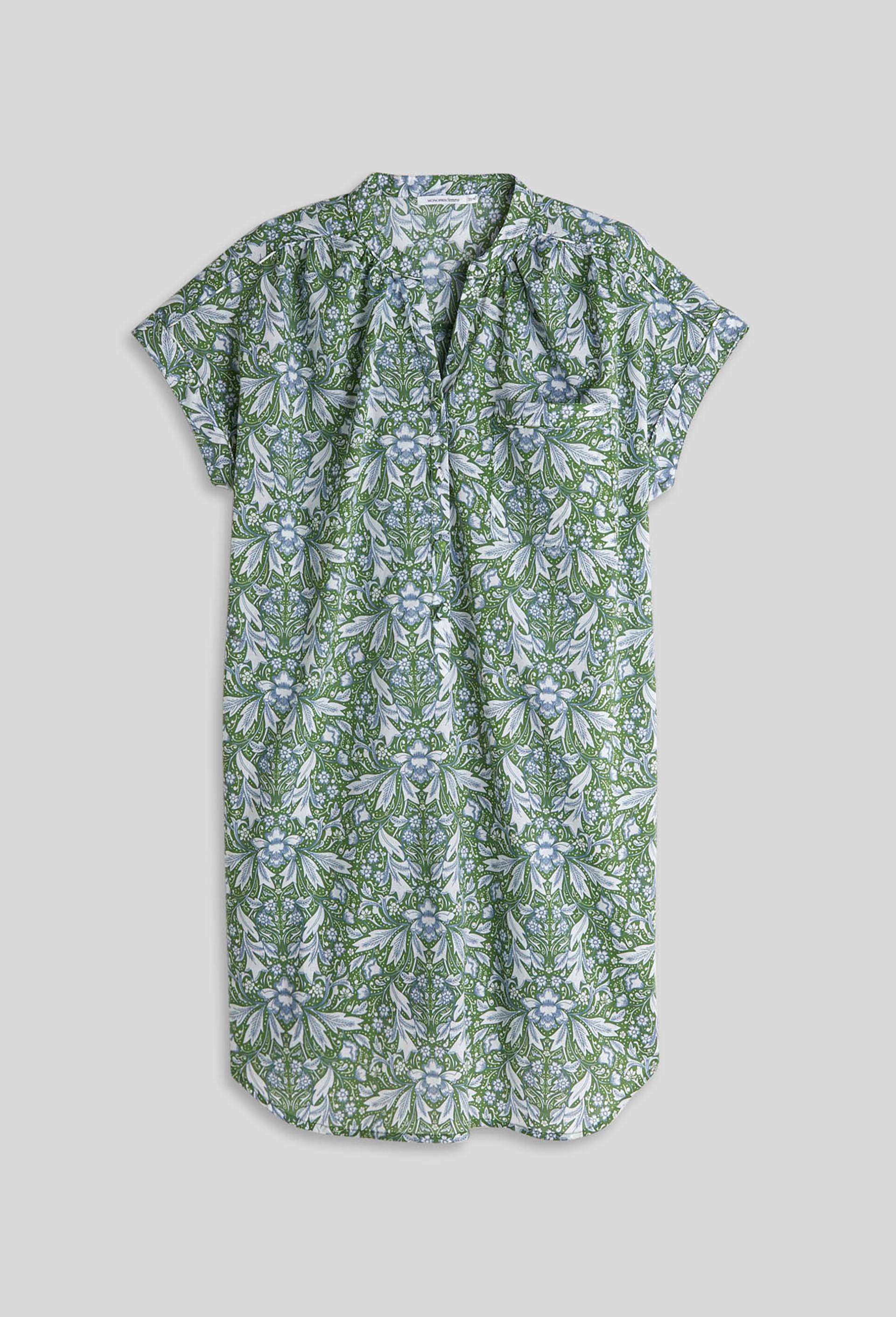 Chemise de nuit sans manches imprimée en voile de coton, Bio, Vert, large image number 2
