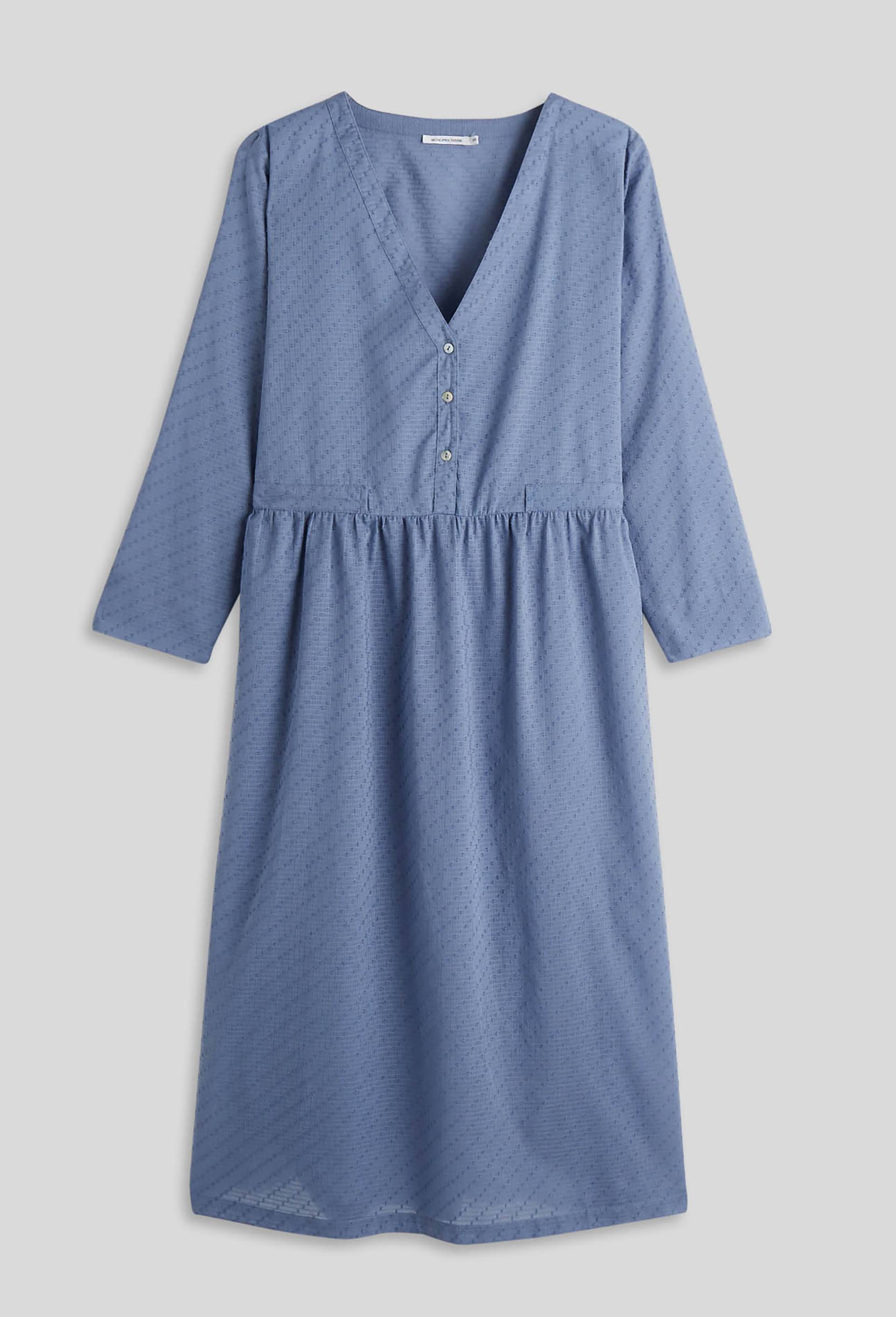 Chemise de nuit unie avec lien en coton, Bio, Bleu, large image number 2