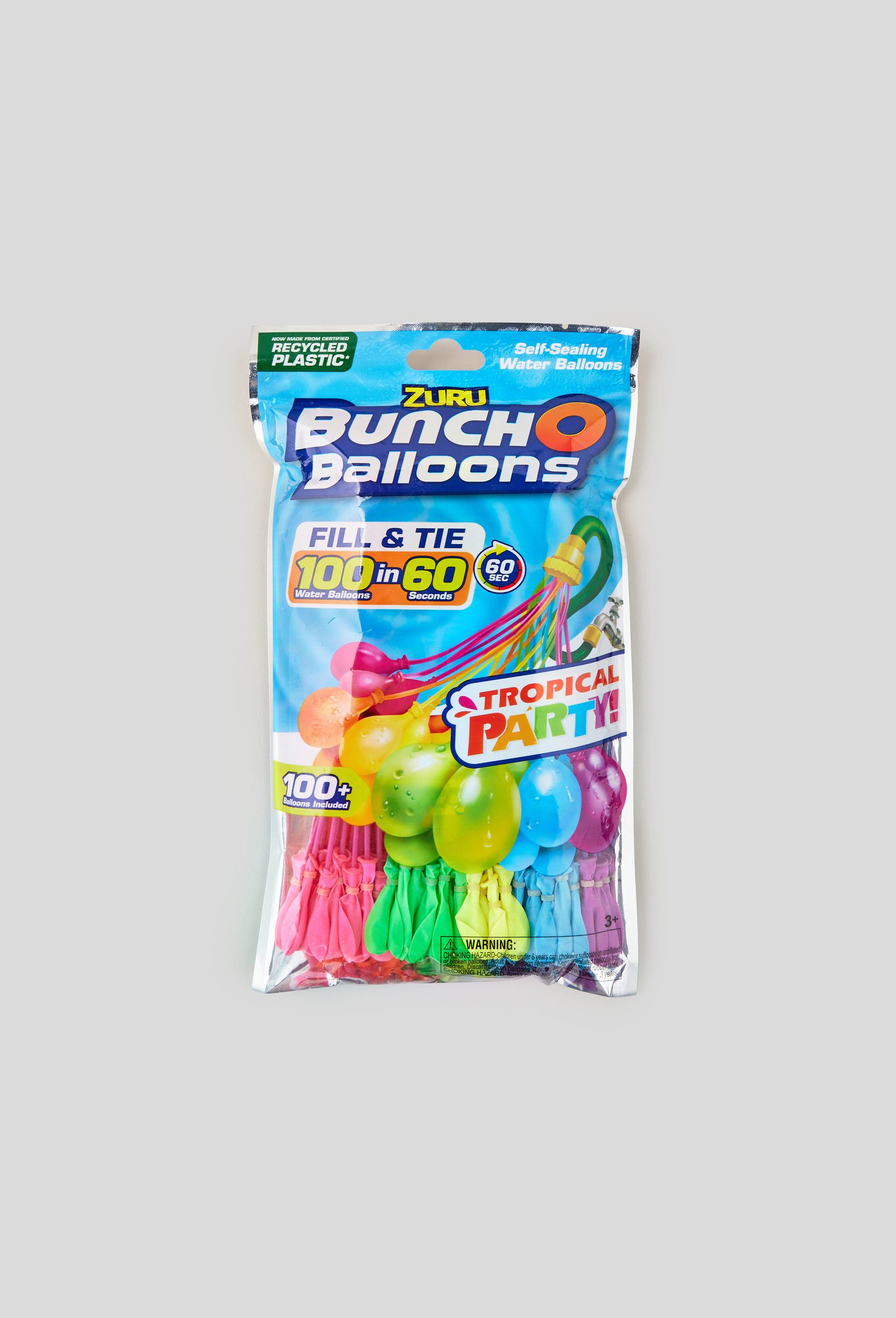 Tropical party pack de 3 grappes - 100 bombes à eau - Buncho balloons, Multicolore, large image number 0.0