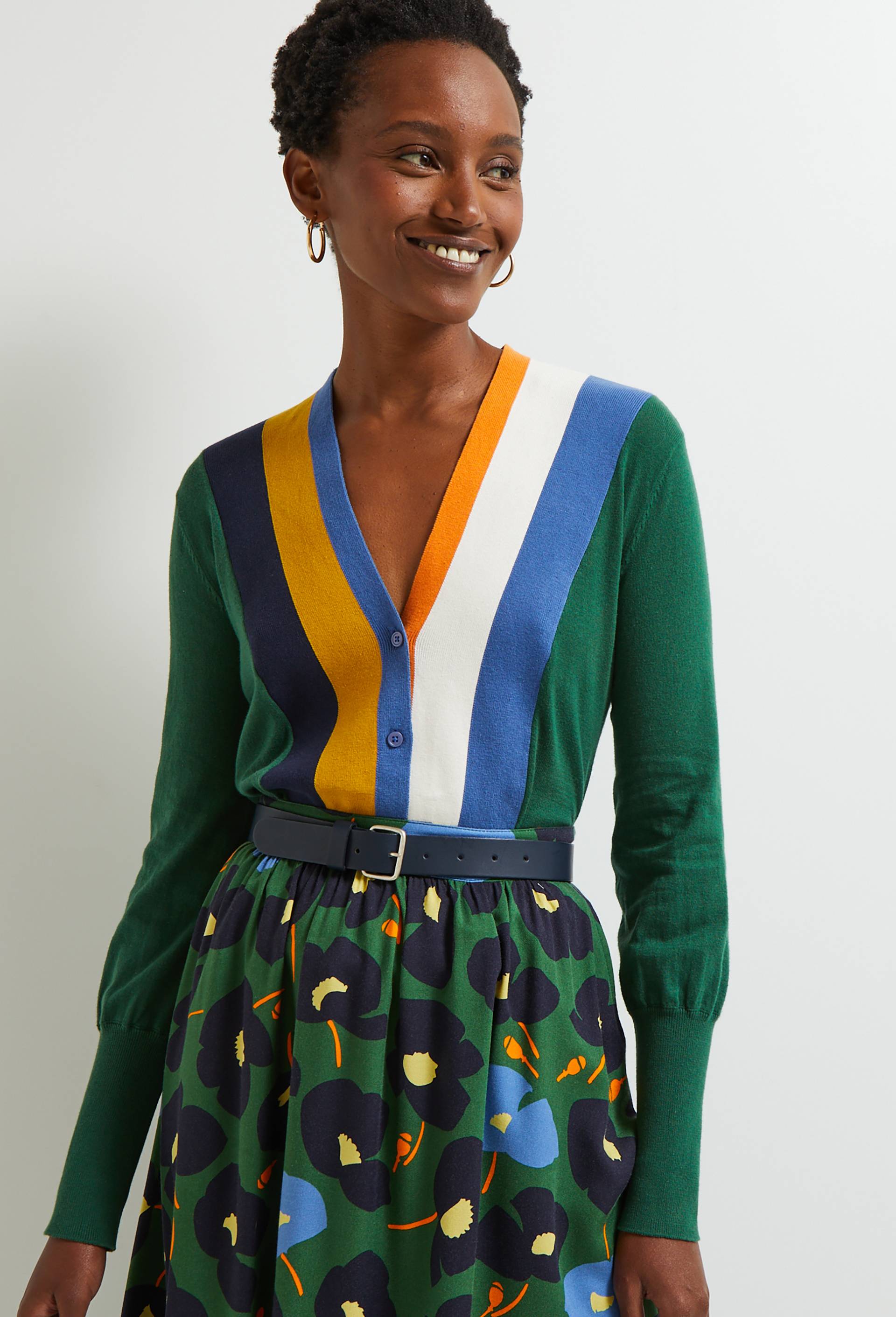 Cardigan boutonné en coton, Oeko-Tex, Vert foncé, large image number 0.0