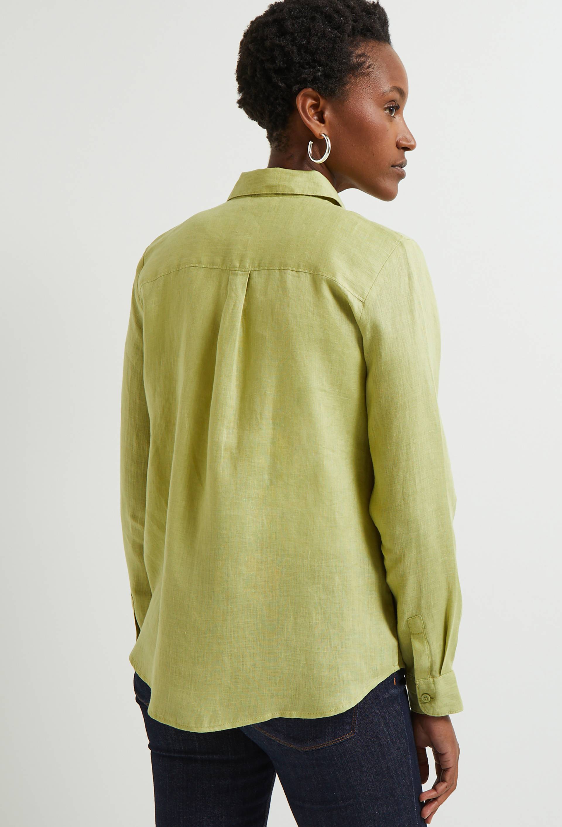Chemise manches longues unie en lin, Vert clair, large image number 1