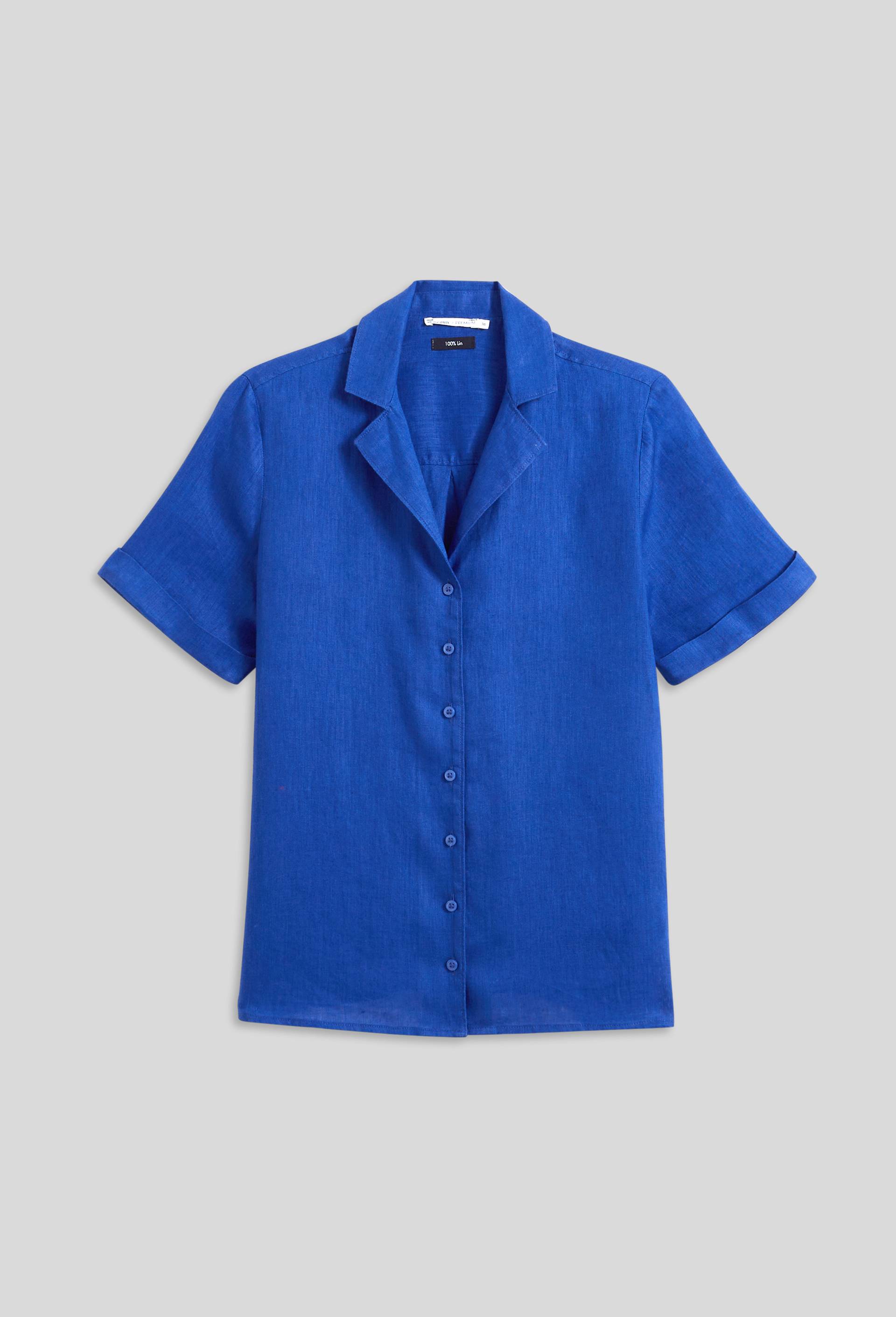 Chemise manches courtes en lin, European Flax, Bleu, large image number 2.0