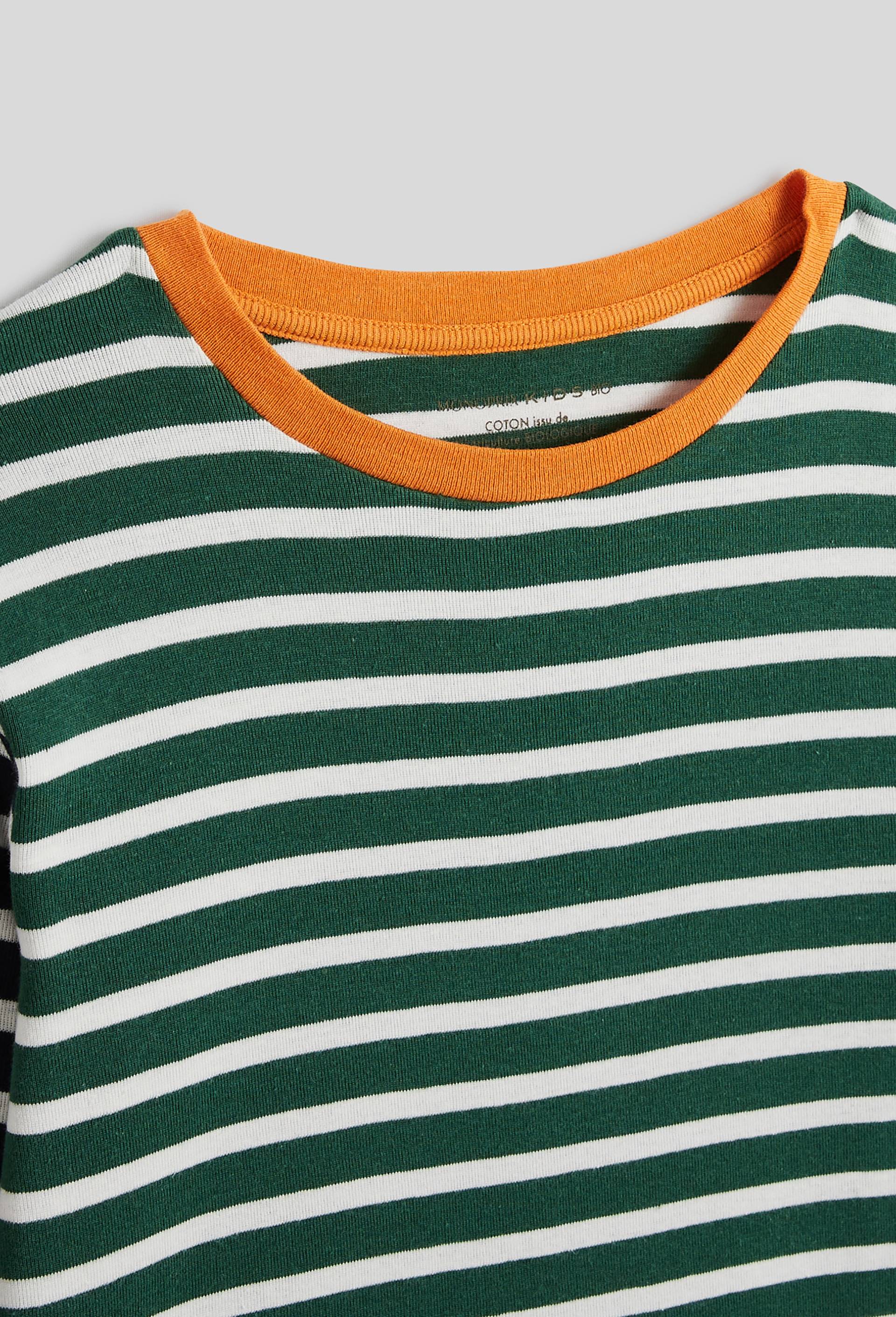 T-shirt manches longues rayé tricolore, BIO, Vert foncé, large image number 2.0
