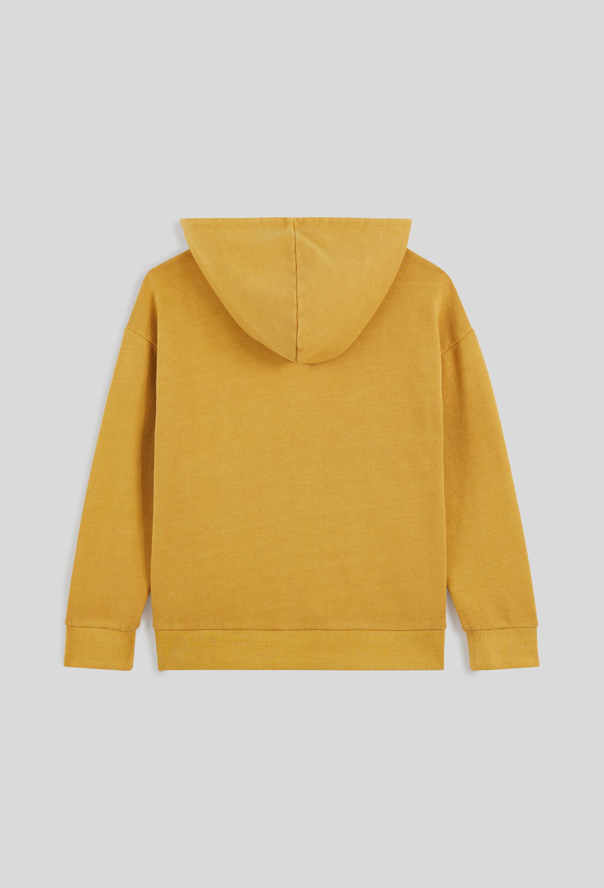Sweat à capuche effet vintage avec imprimé message, BIO, Jaune foncé, large image number 1
