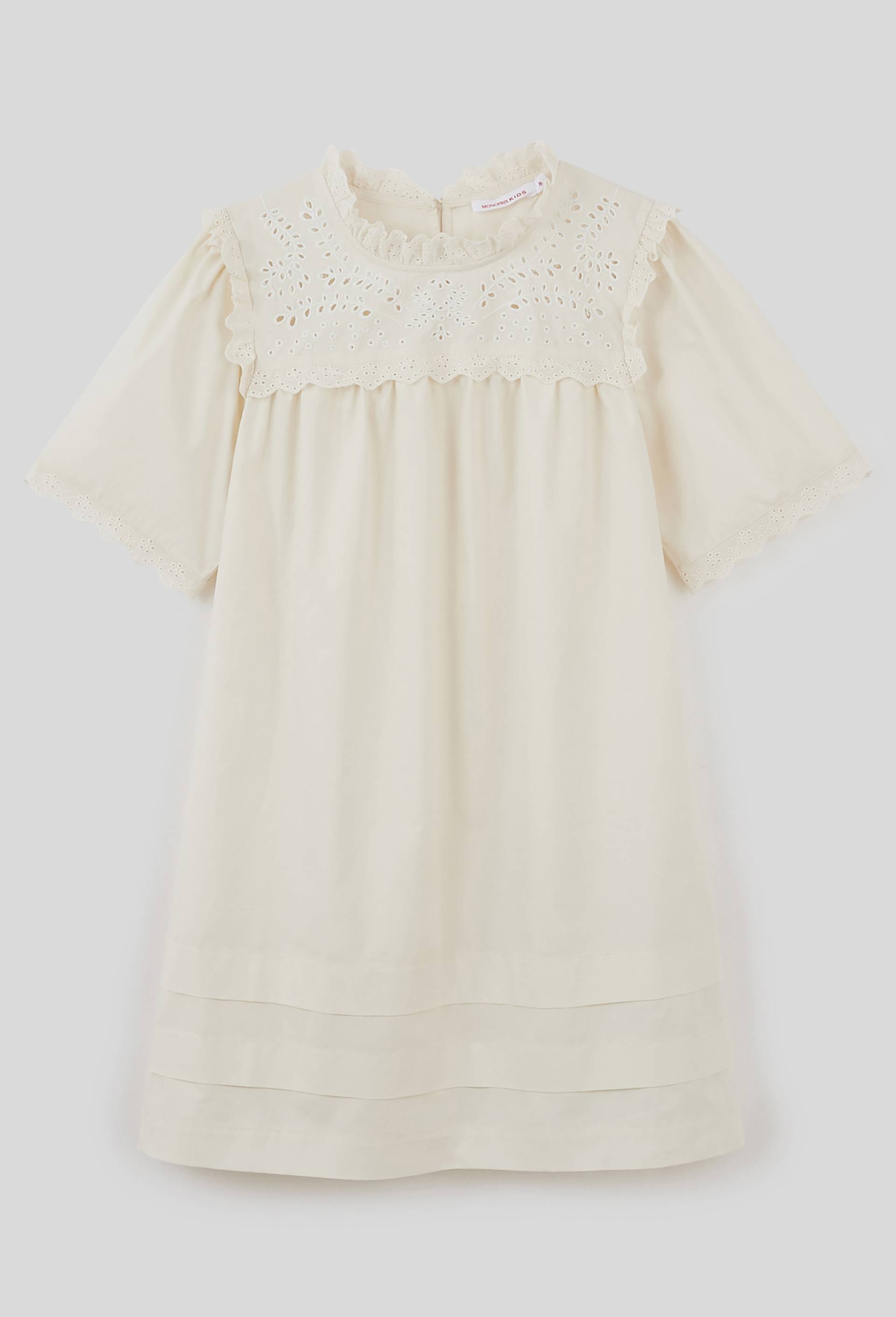 Robe de cérémonie en coton et broderies, Oeko-Tex, Ecru, large image number 0
