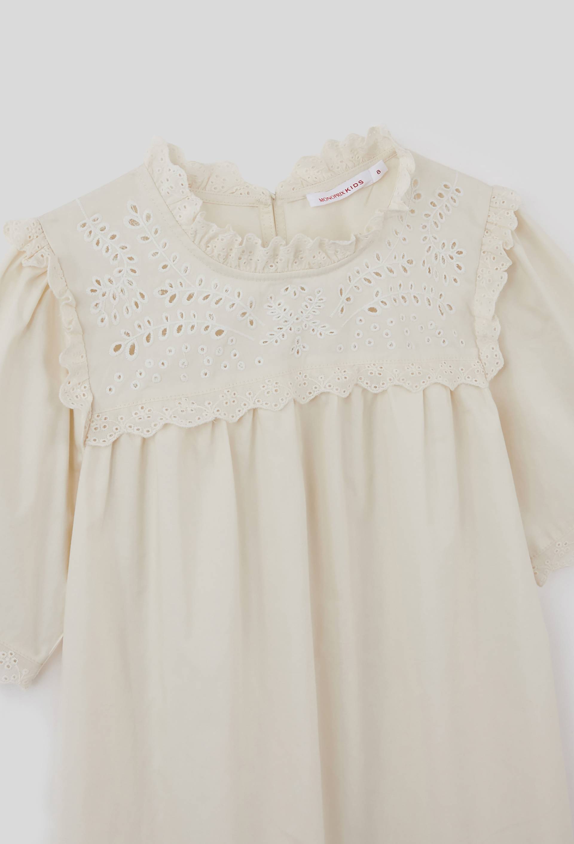 Robe de cérémonie en coton et broderies, Oeko-Tex, Ecru, large image number 2
