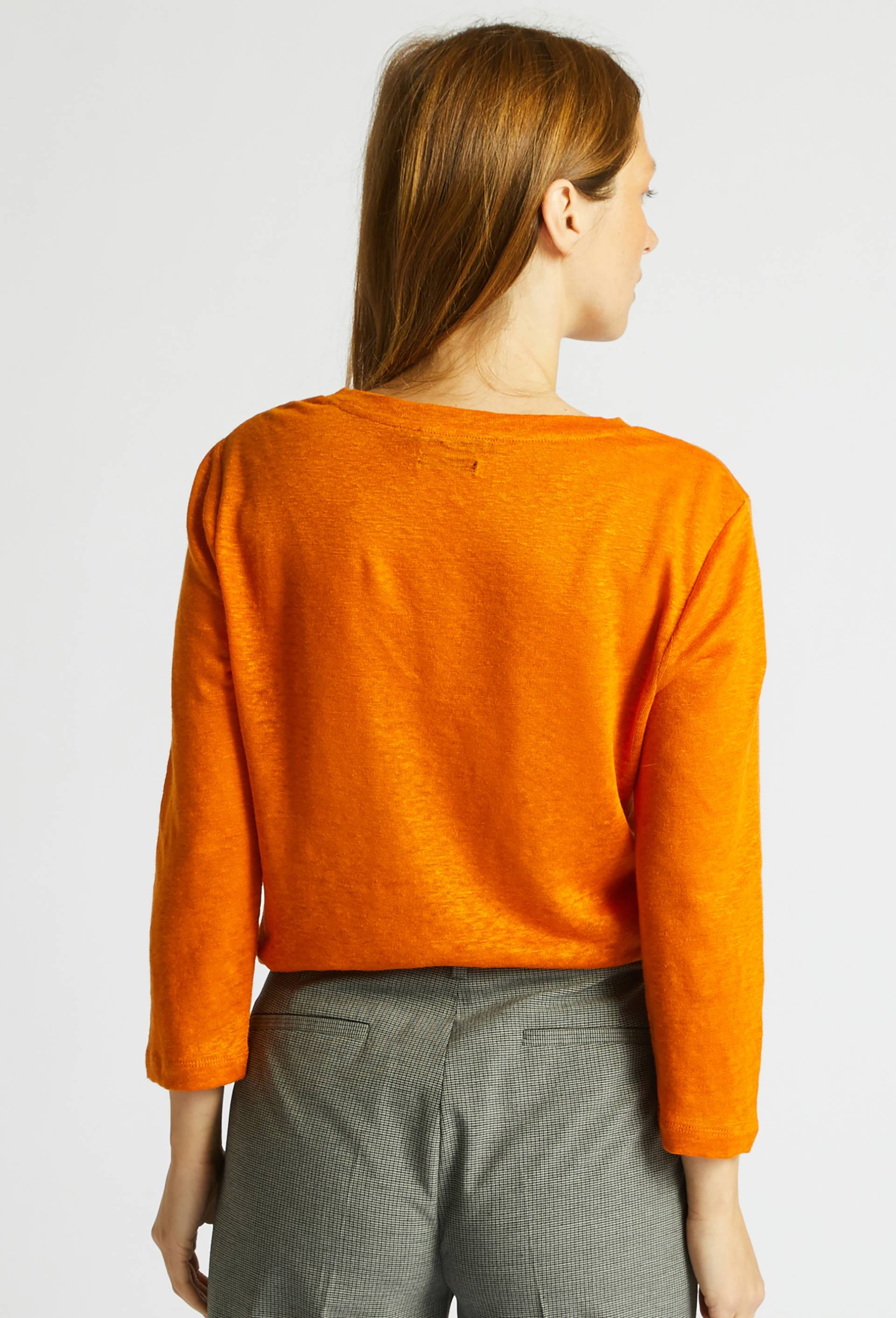 T.shirt manche 3/4, en lin European Flax, Oeko-Tex, Orange, large image number 1
