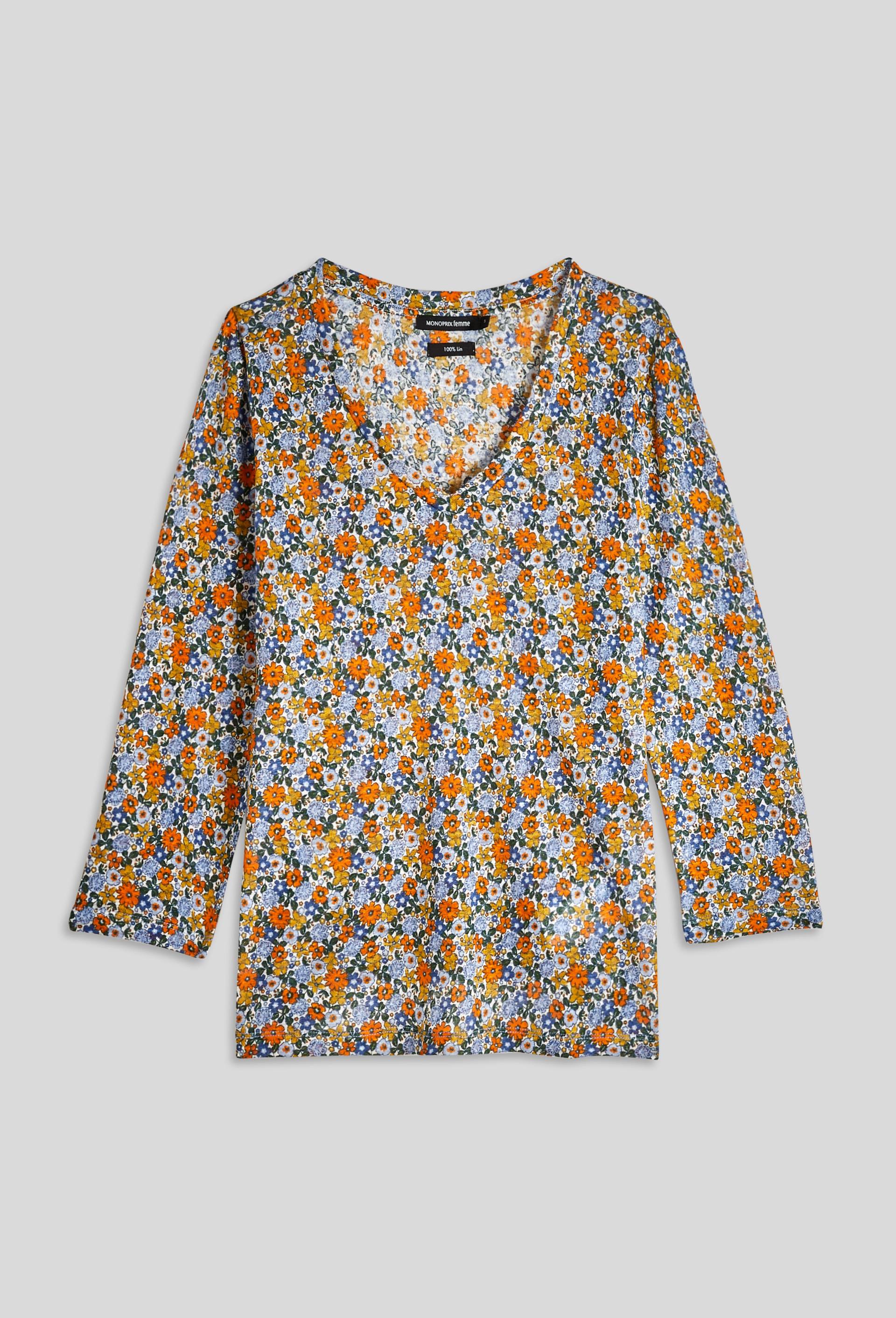 T.shirt imprimé, en lin European Flax, Oeko-Tex, Beige clair, large image number 2