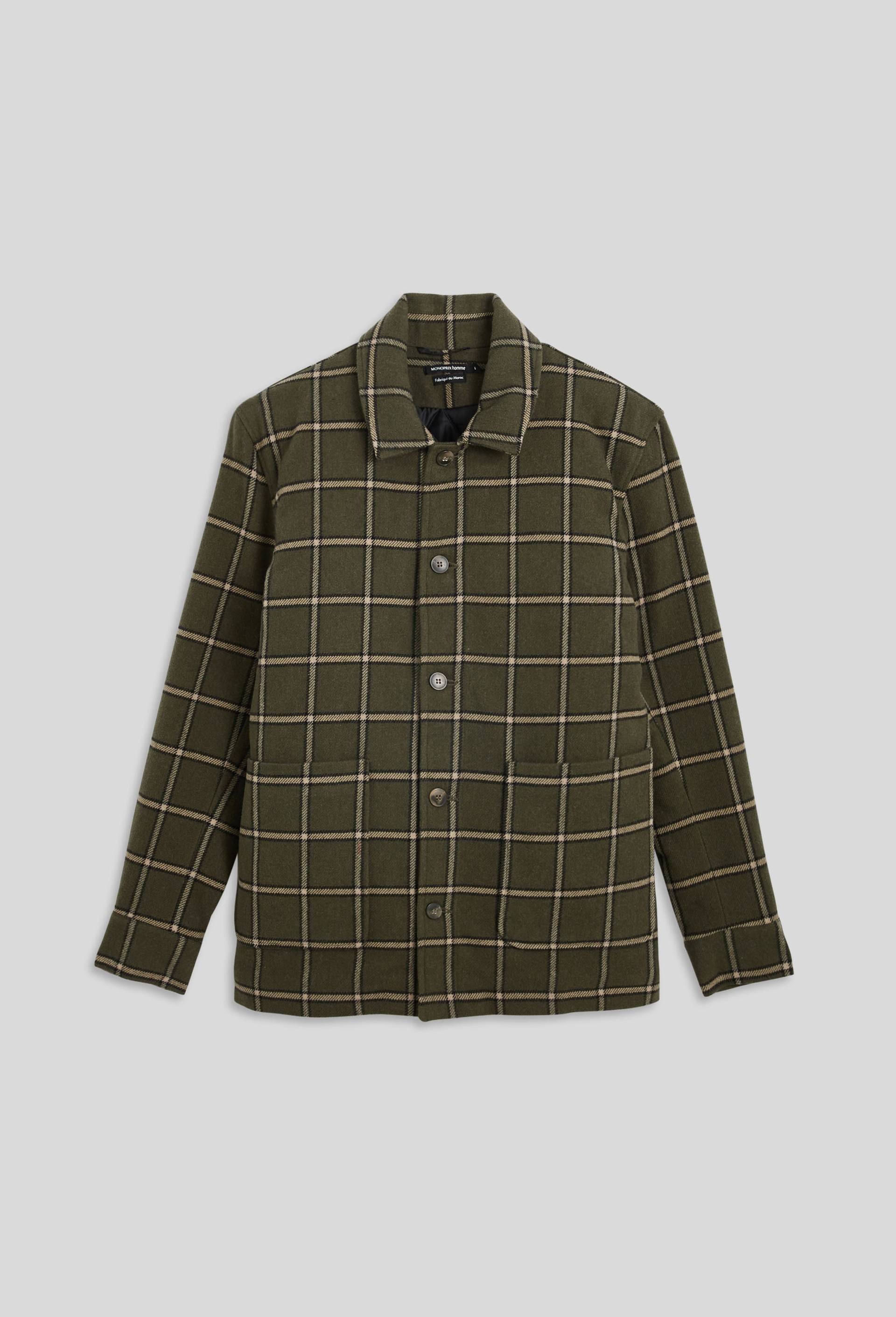 Veste à carreaux, doublée et contenant de la laine, Vert foncé, large image number 2