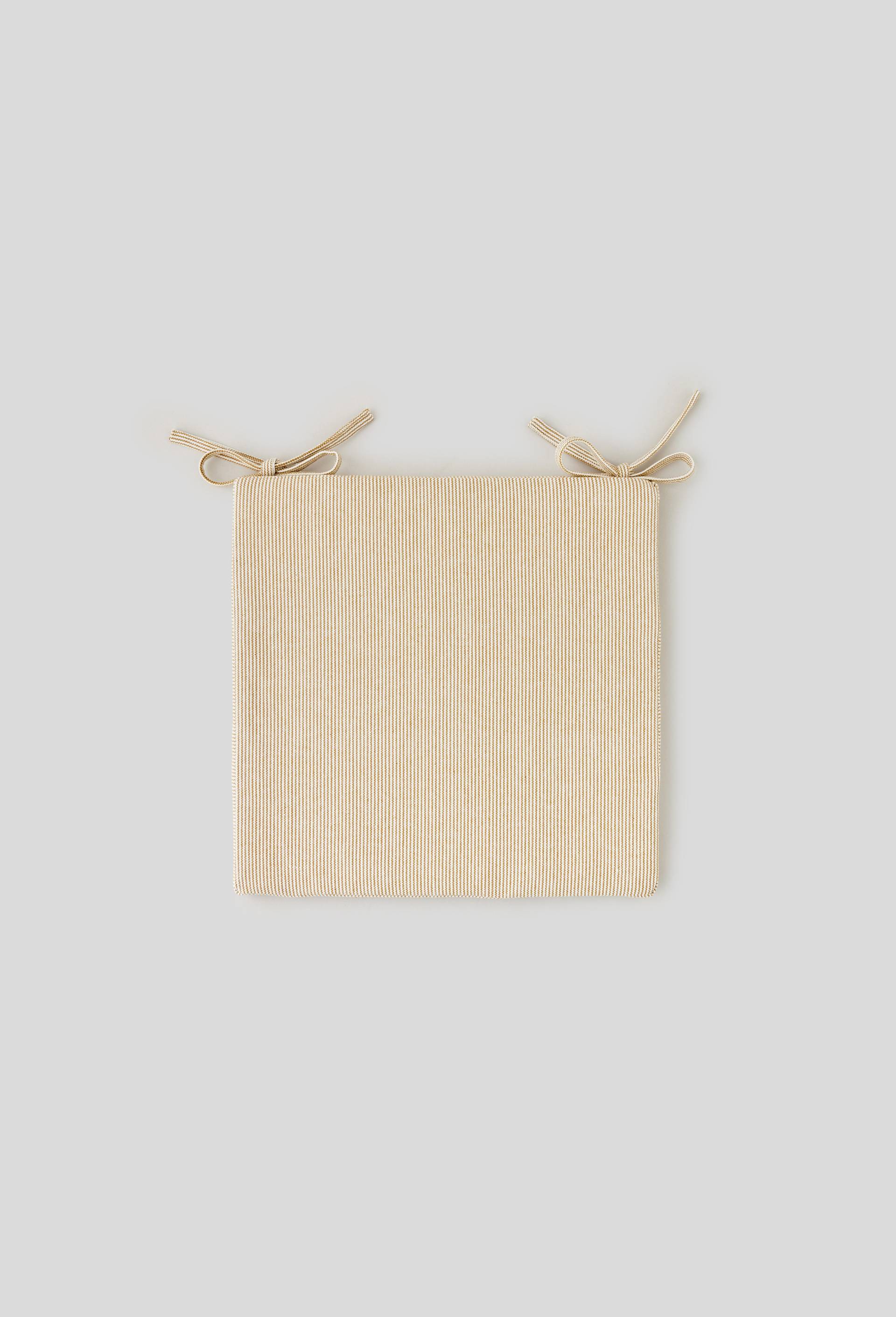 Galette de chaise, tissé teint, vieil or,40x40x3cm, coton,lin, Jaune foncé, large image number 0
