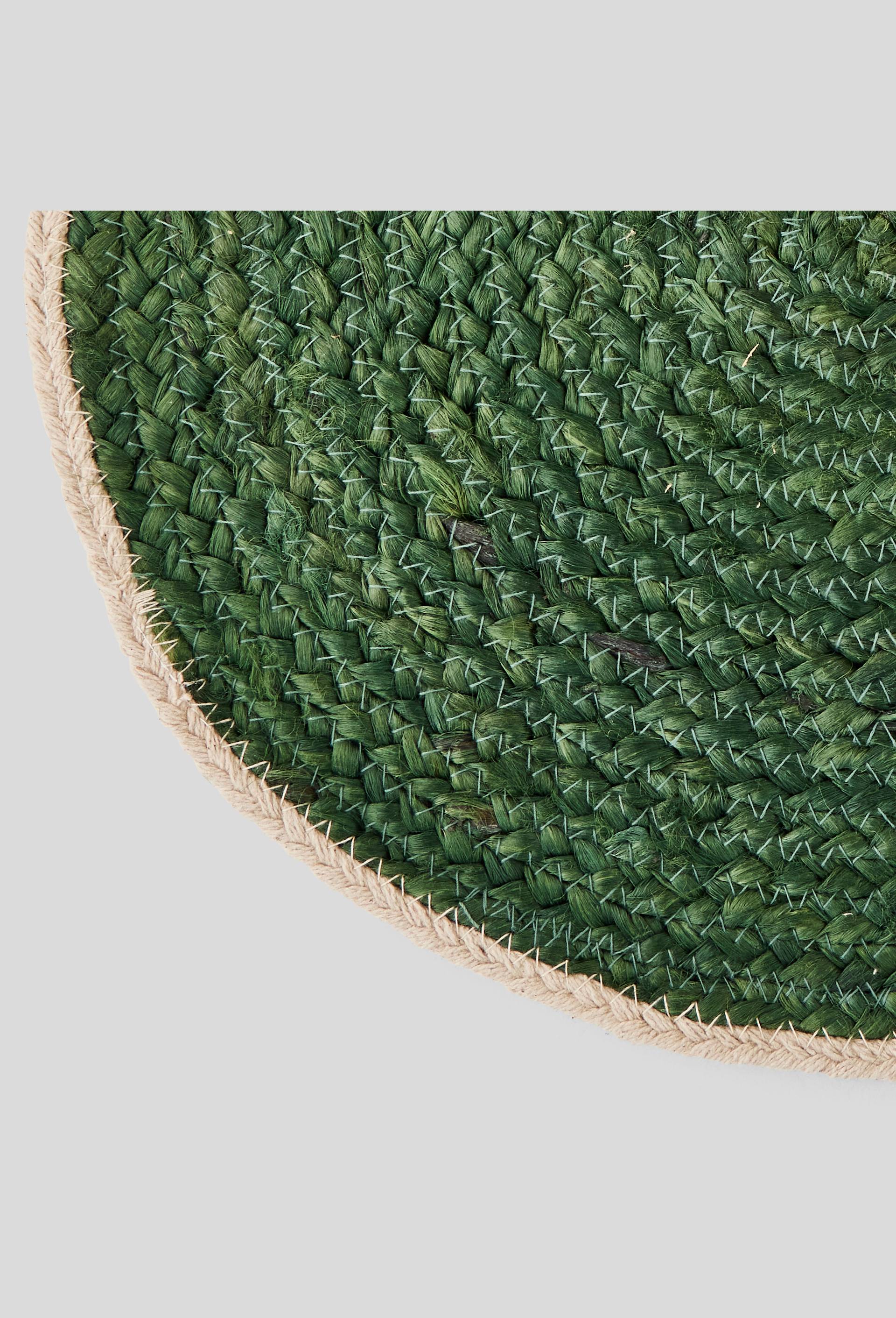 Set de table rond, diamètre 38 cm, bord naturel, jute, Vert, large image number 1.0
