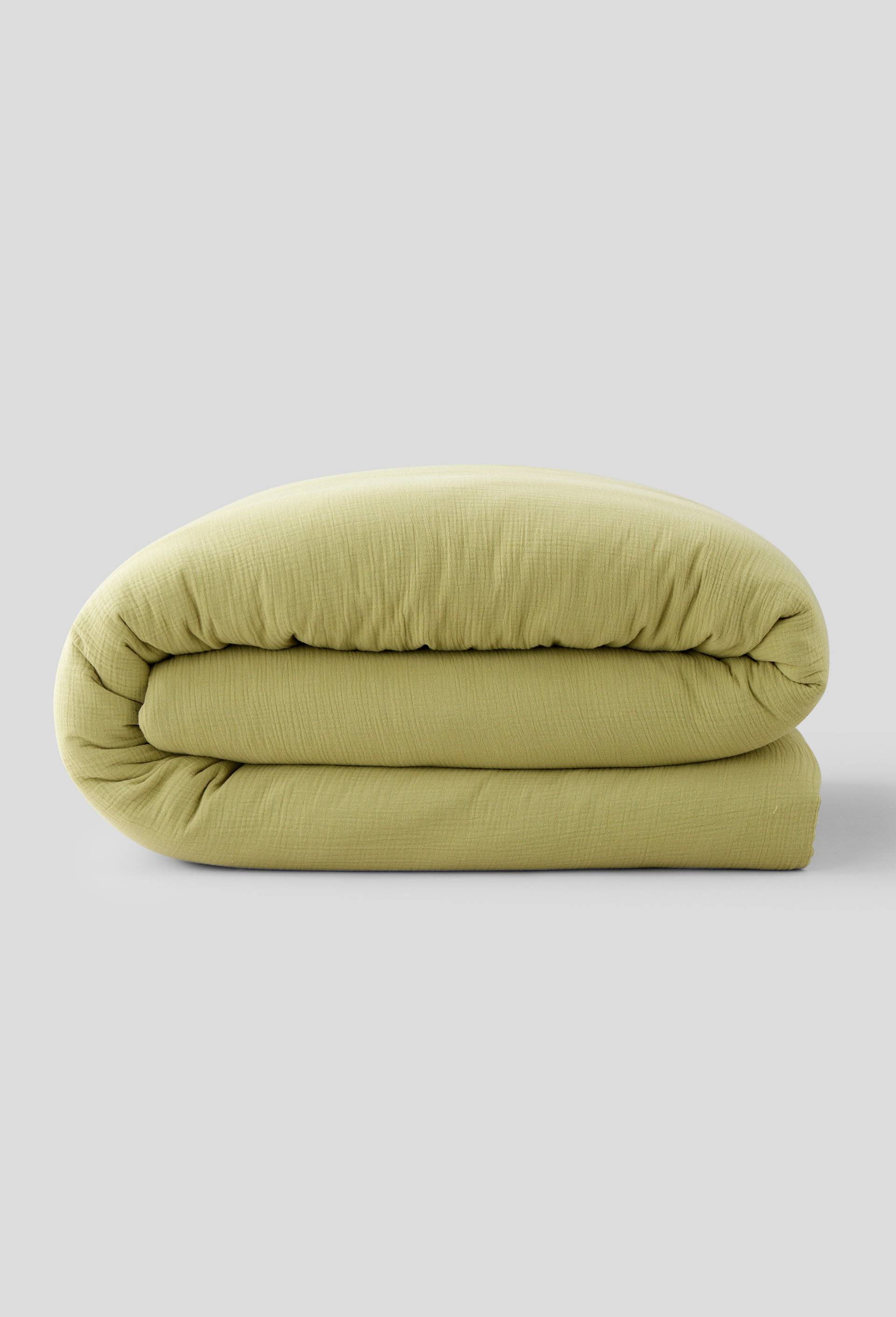 Housse de couette 2 personnes,  240x220cm, gaze de coton bio, oekotex, Vert, large image number 0.0