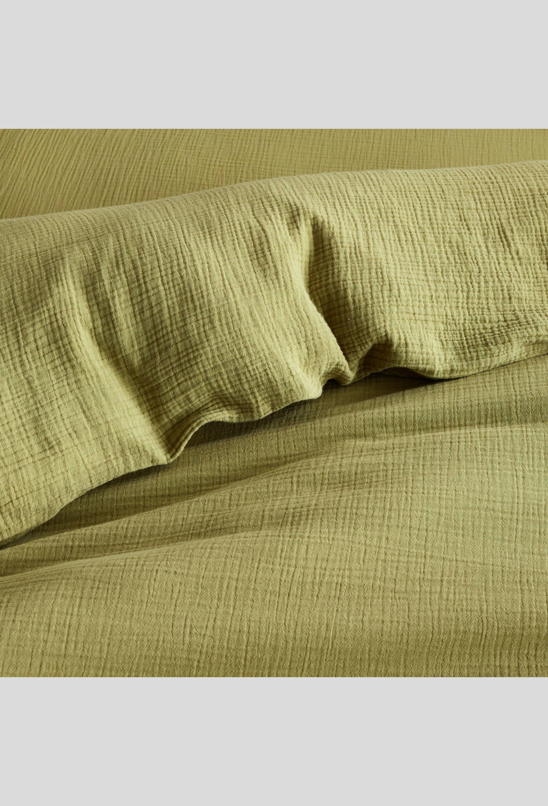 Housse de couette 2 personnes,  240x220cm, gaze de coton bio, oekotex, Vert, large image number 1