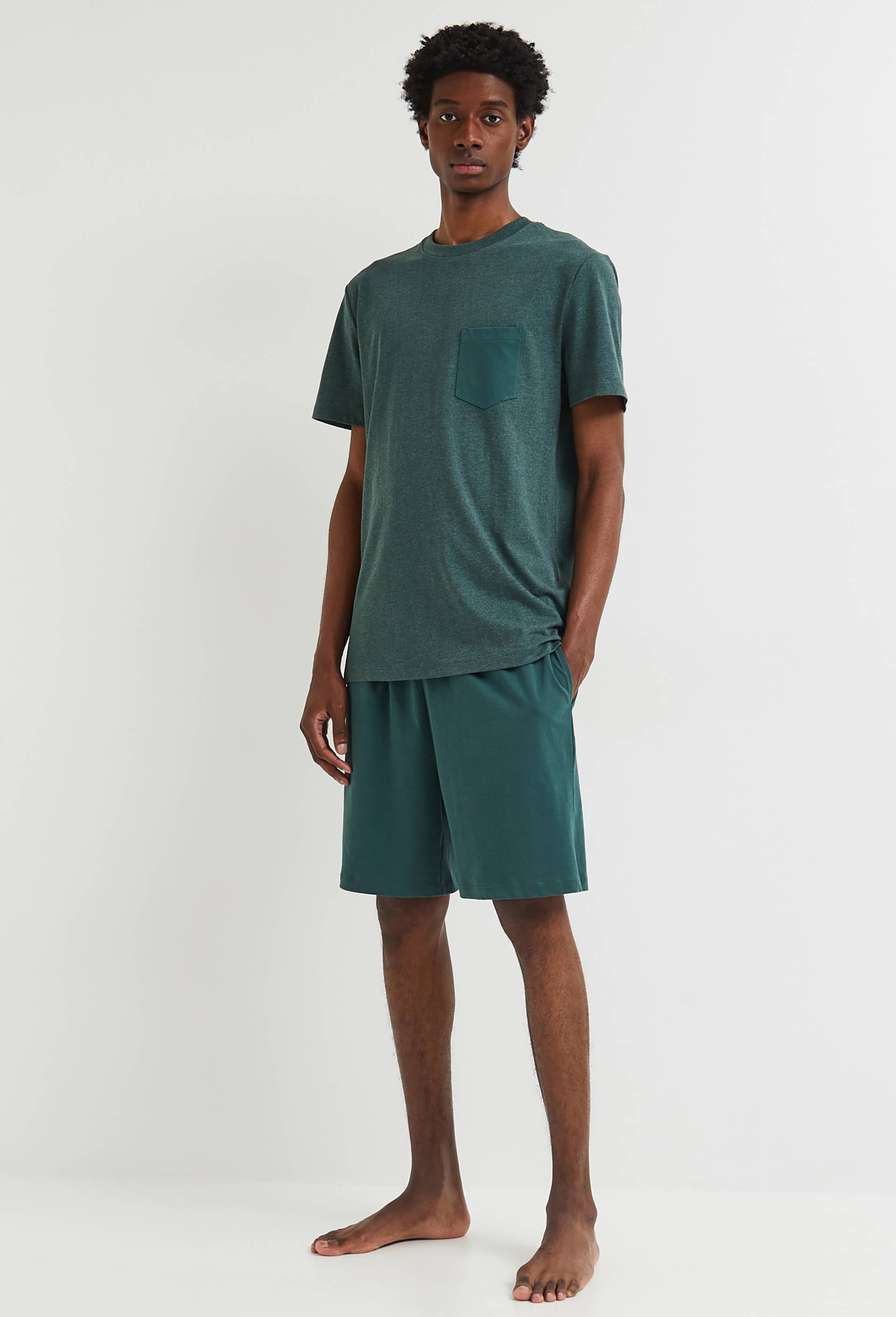 Pyjama T-shirt manches courtes et bermuda en jersey de coton BIO, Vert foncé, large image number 0