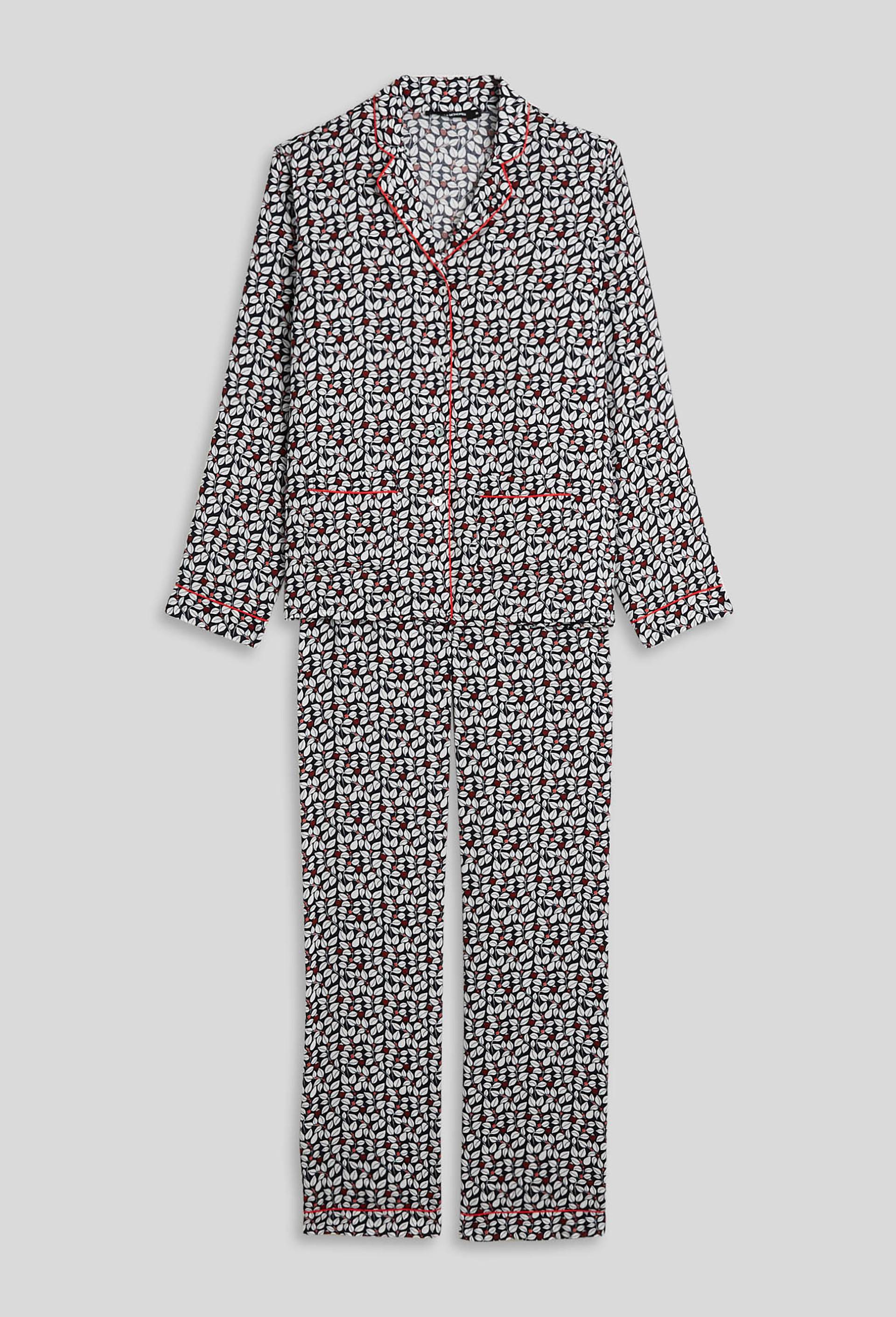 Pyjama col tailleur imprimé, Ecovero, Bleu foncé, large image number 2
