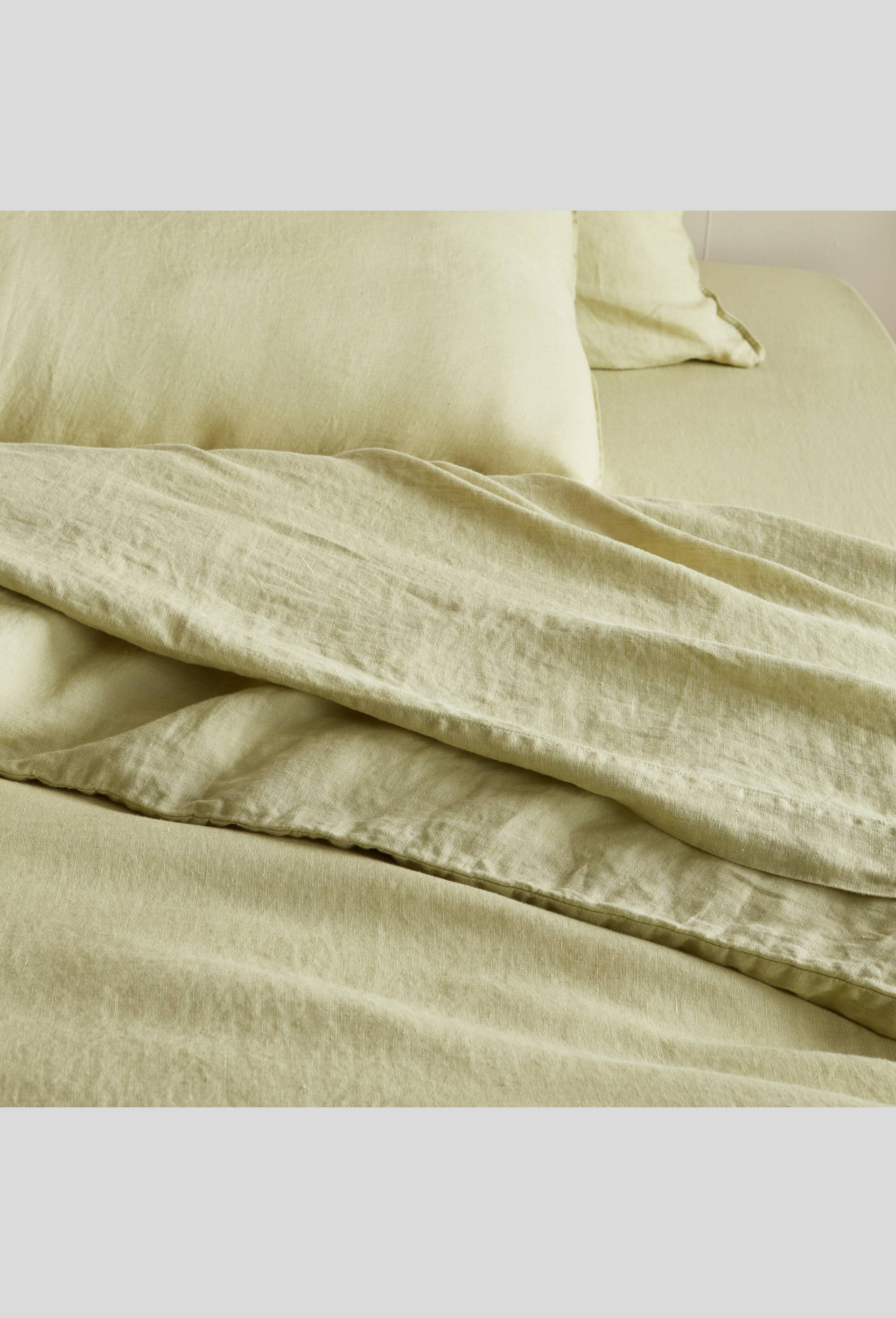 Drap plat, 180X290 cm, lin, 145 de grammage par mètre carré, euroflax, Vert clair, large image number 1.0
