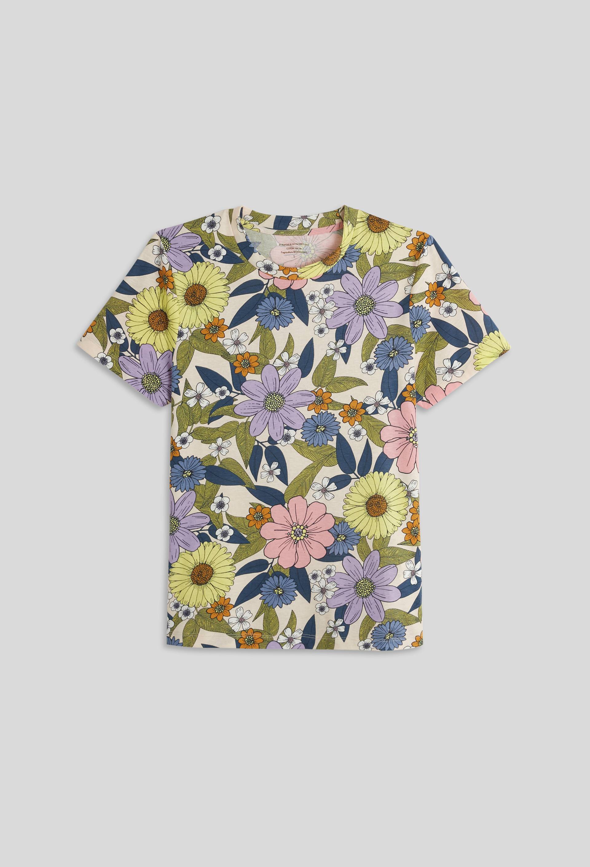 T.shirt imprimé, en coton BIO, Ecru, large image number 2