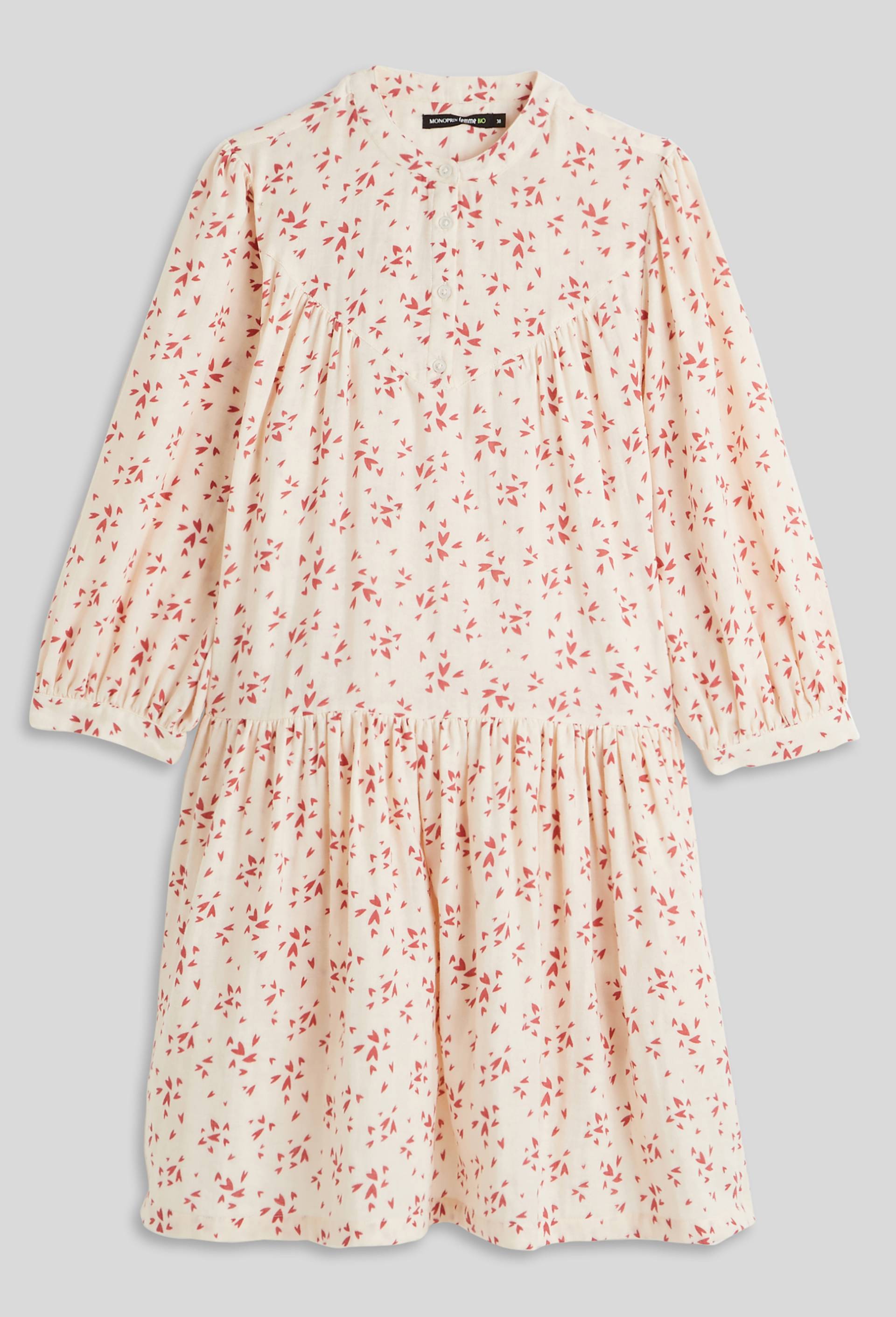 Robe en gaze de coton imprimé, Coton BIO, Beige clair, large image number 2.0