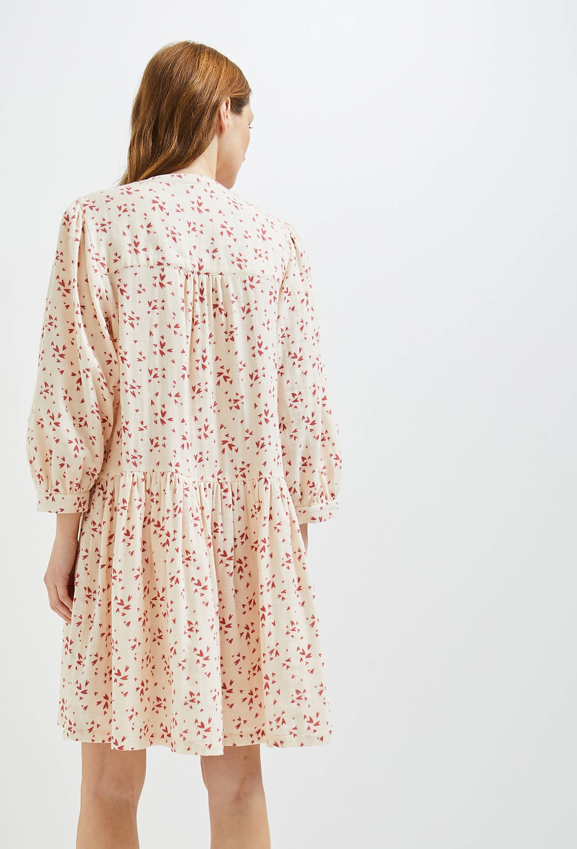 Robe en gaze de coton imprim&eacute;, Coton BIO, Beige clair, large image number 3