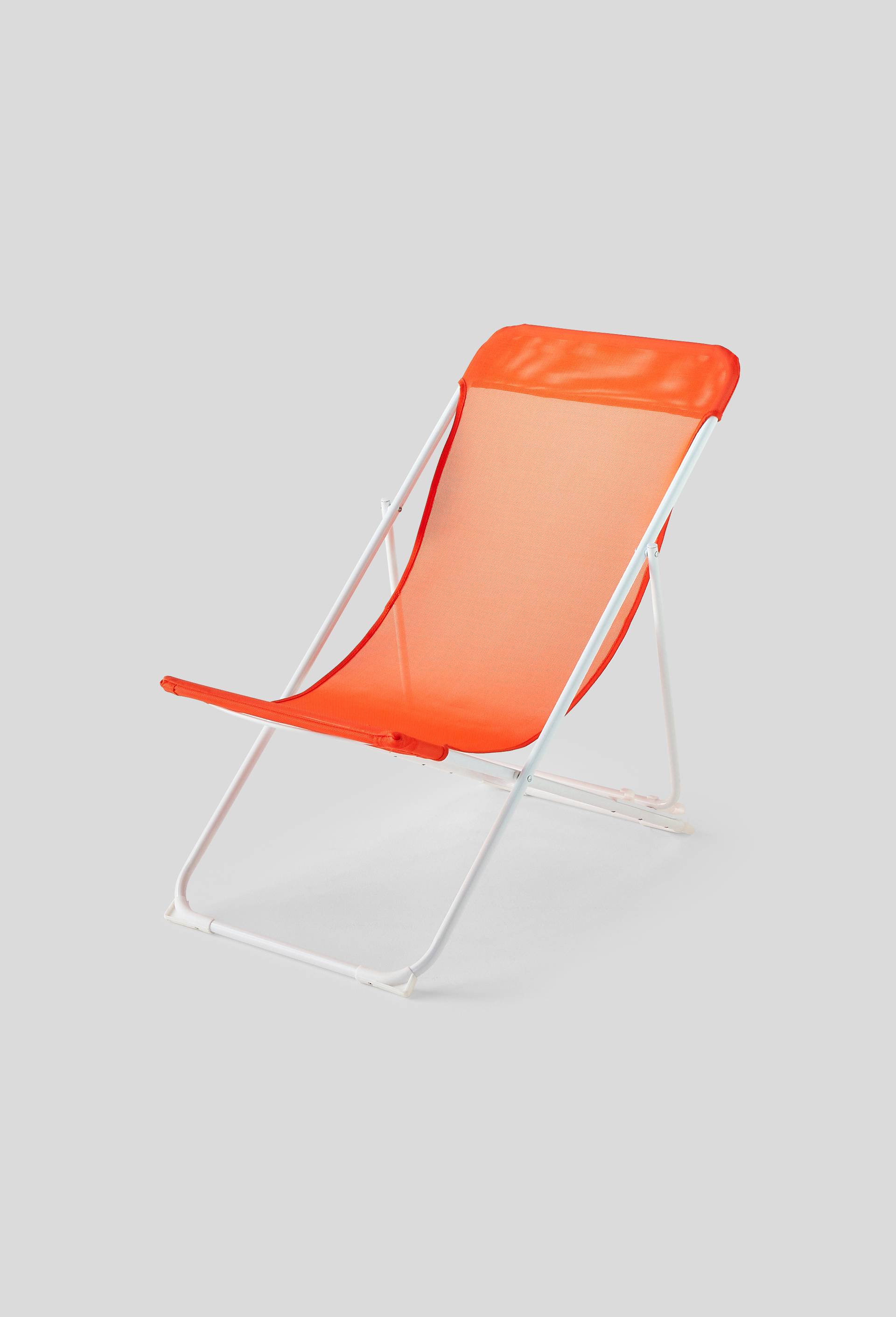 Transat pliant ray&eacute;, 83x55xH91.5cm, en textil&egrave;ne et m&eacute;tal, Orange, large image number 0