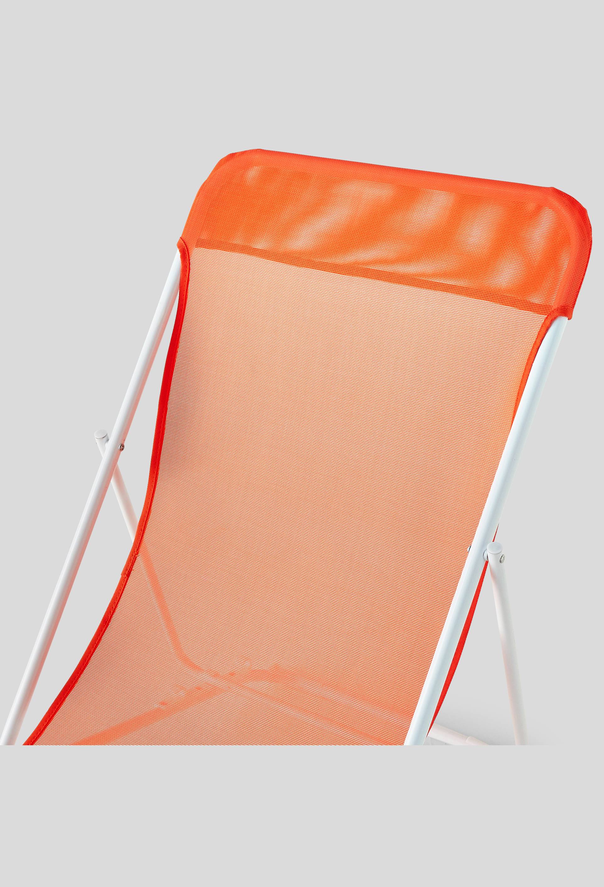 Transat pliant ray&eacute;, 83x55xH91.5cm, en textil&egrave;ne et m&eacute;tal, Orange, large image number 1