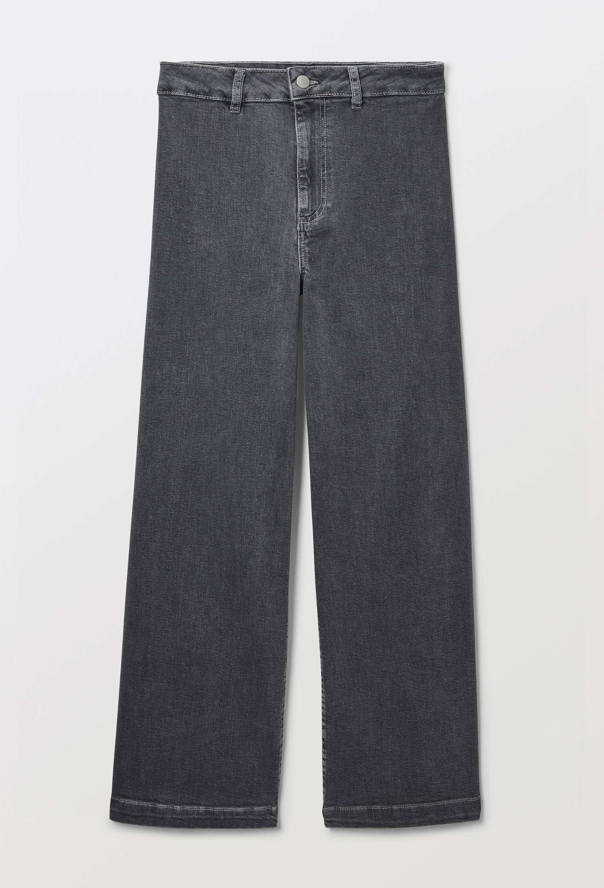 Jean large taille haute crop, Gris fonc&eacute;, large image number 2