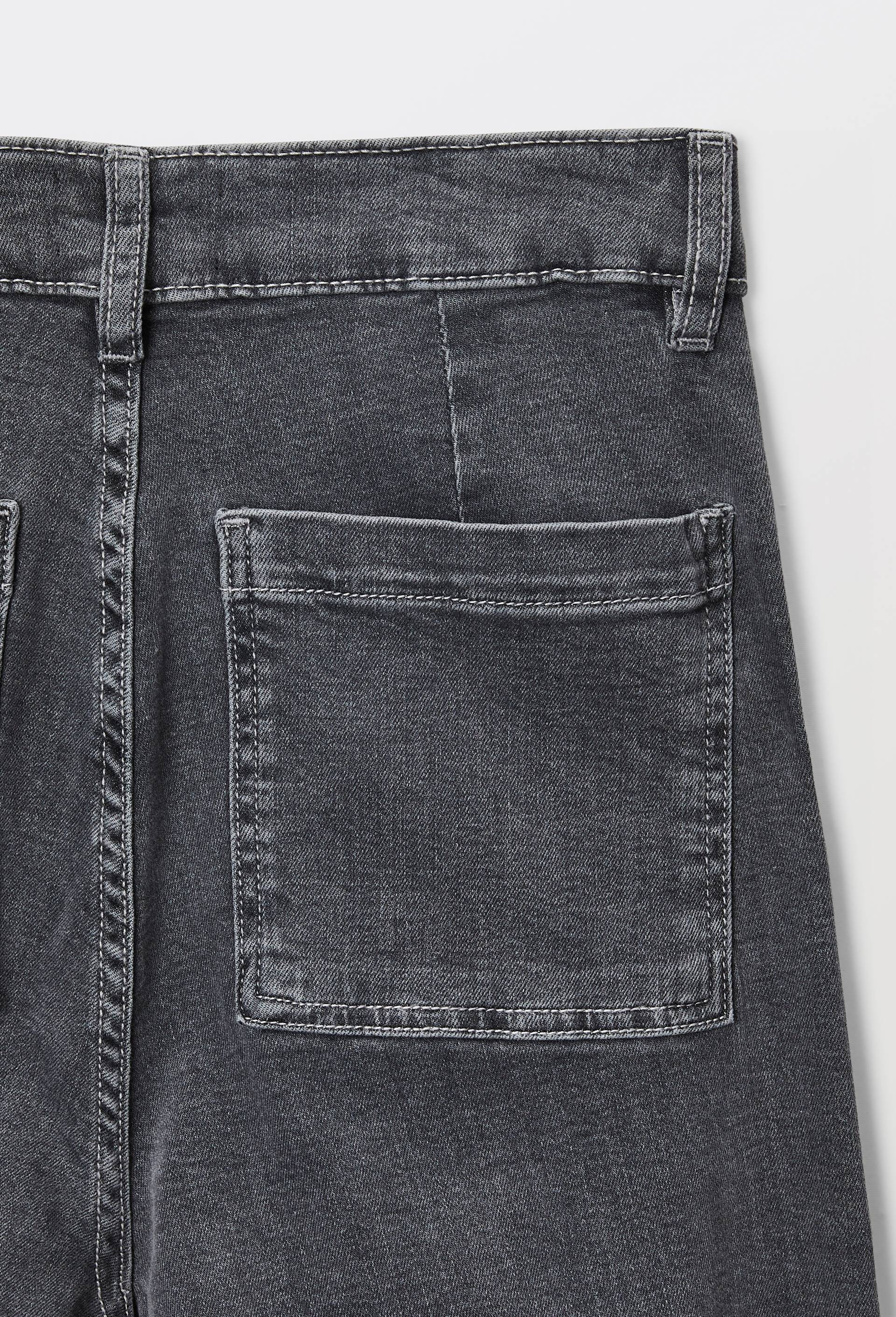 Jean large taille haute crop, Gris fonc&eacute;, large image number 4