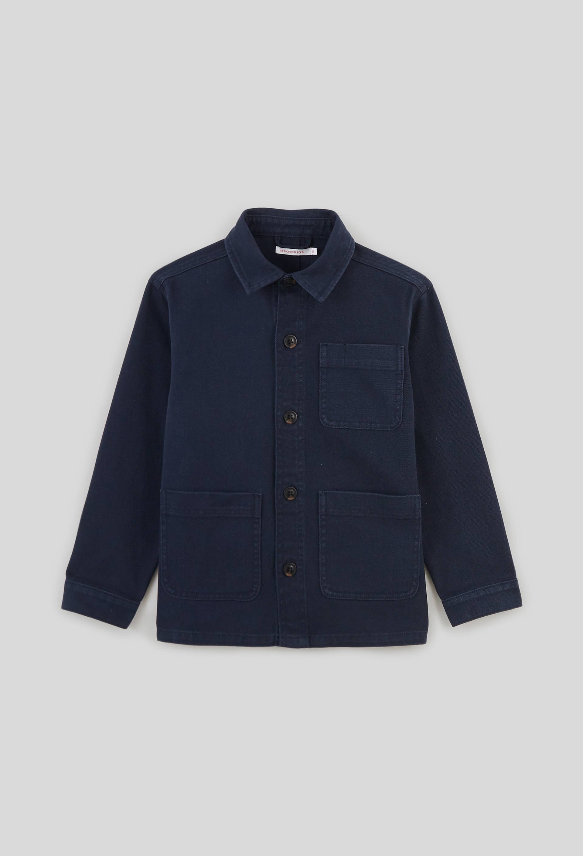 Veste worker uni en coton, Bleu foncé, large image number 0