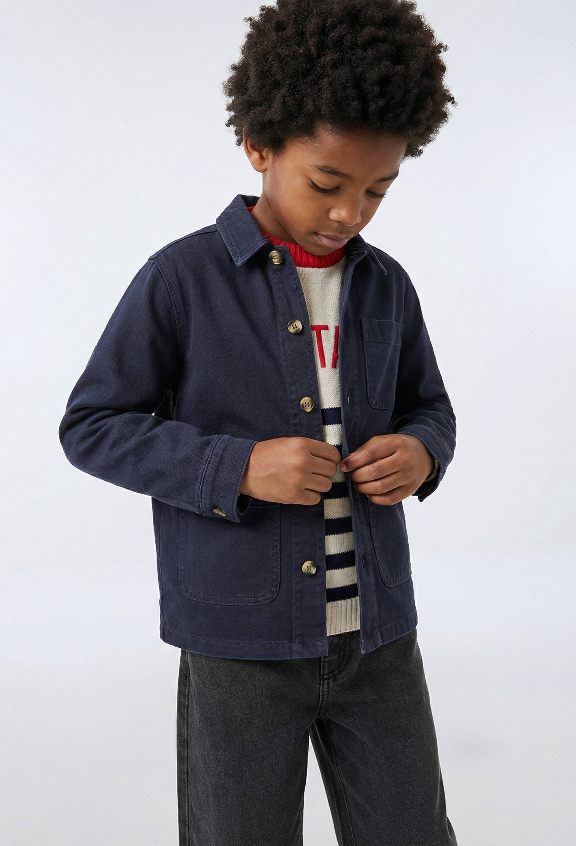 Veste worker uni en coton, Bleu fonc&eacute;, large image number 0