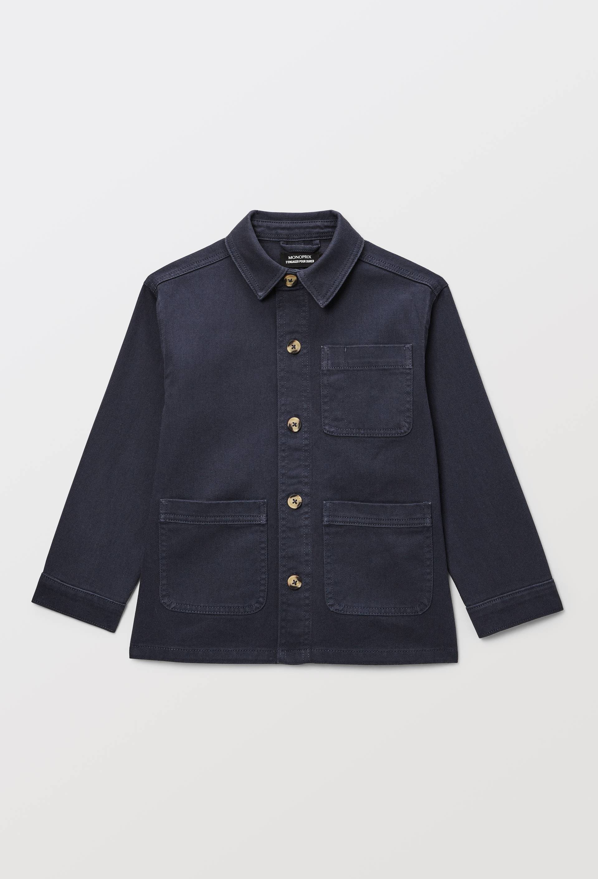 Veste worker uni en coton, Bleu fonc&eacute;, large image number 1