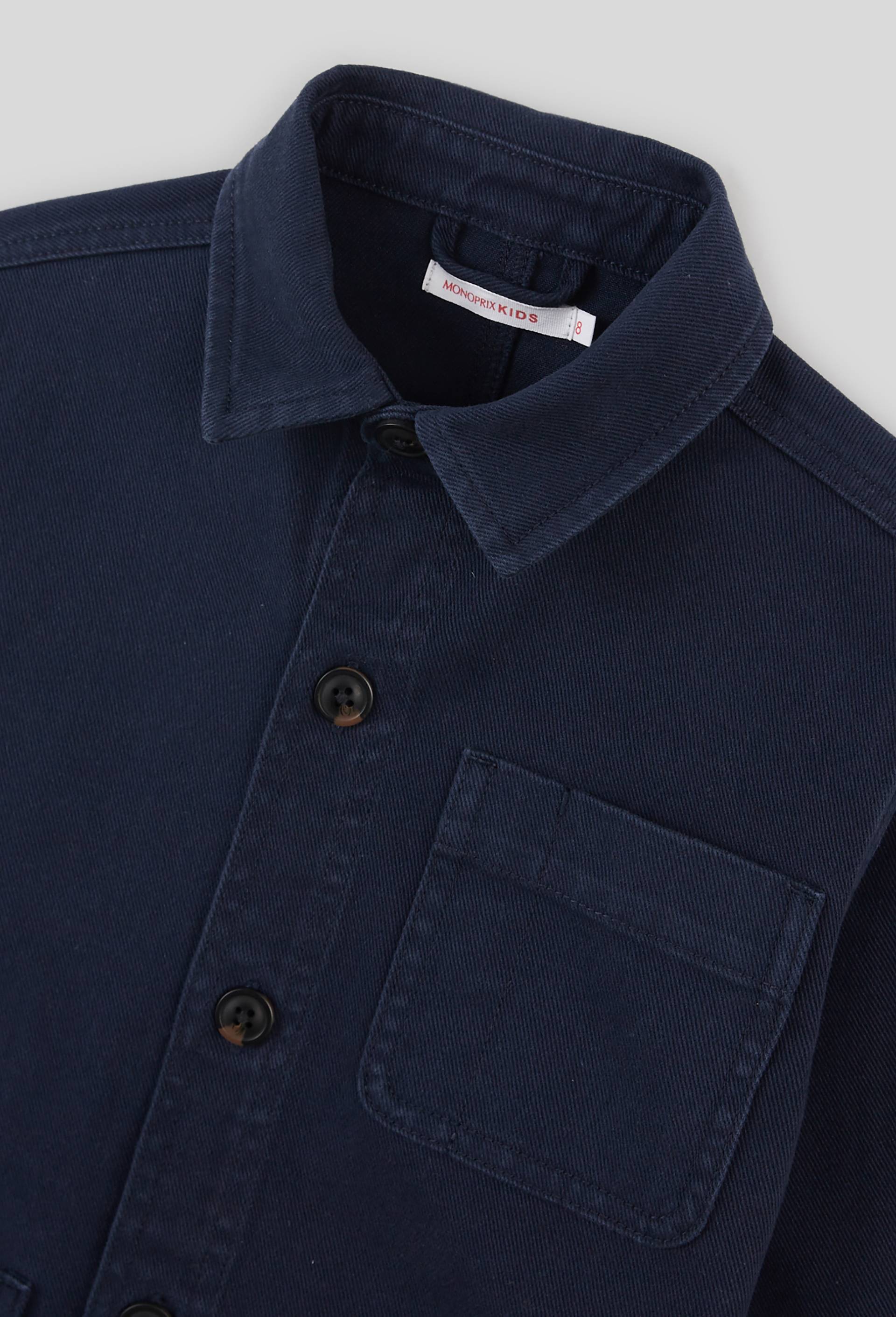 Veste worker uni en coton, Bleu foncé, large image number 2