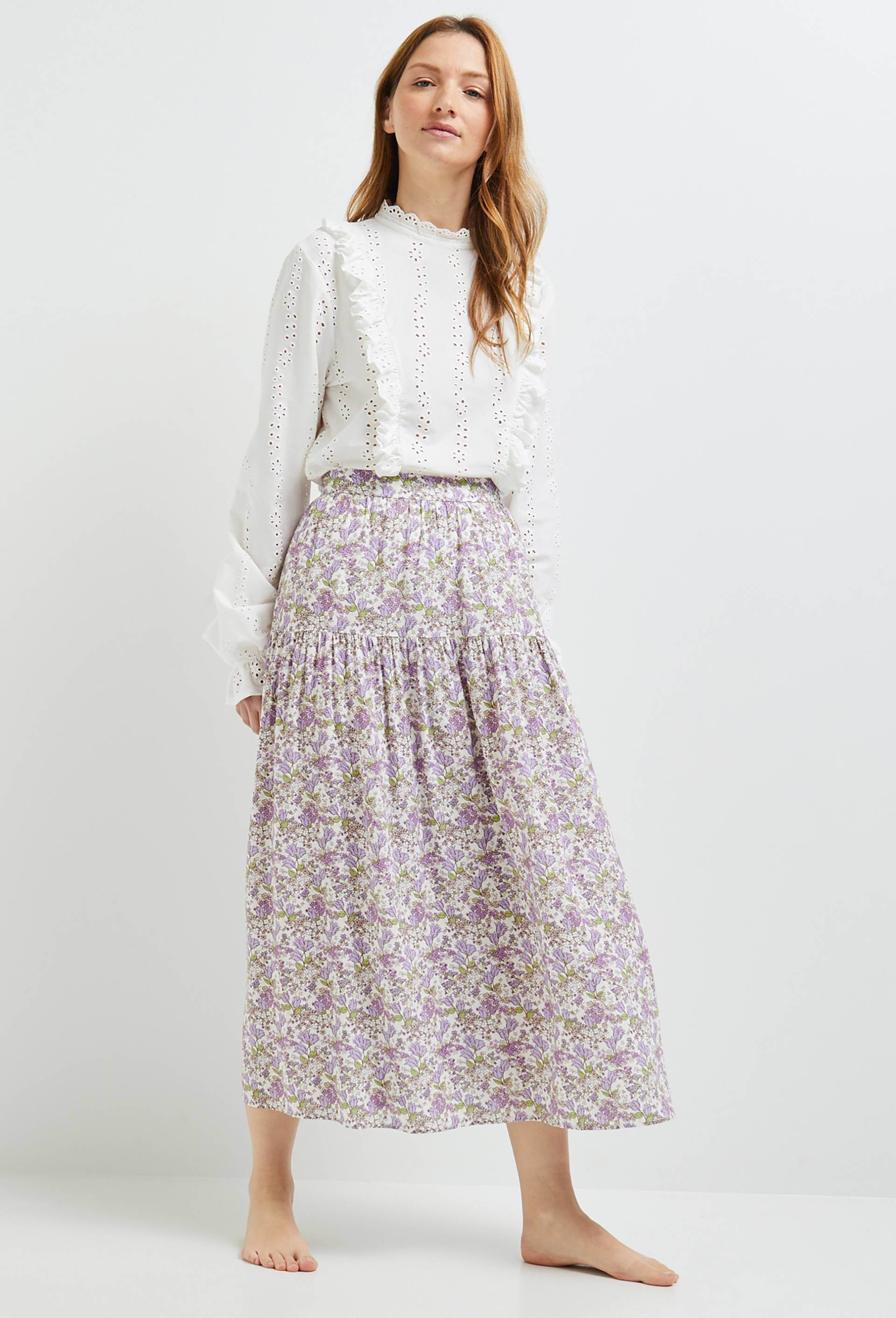 Jupe midi évasée, ecovero, Beige clair, large image number 0