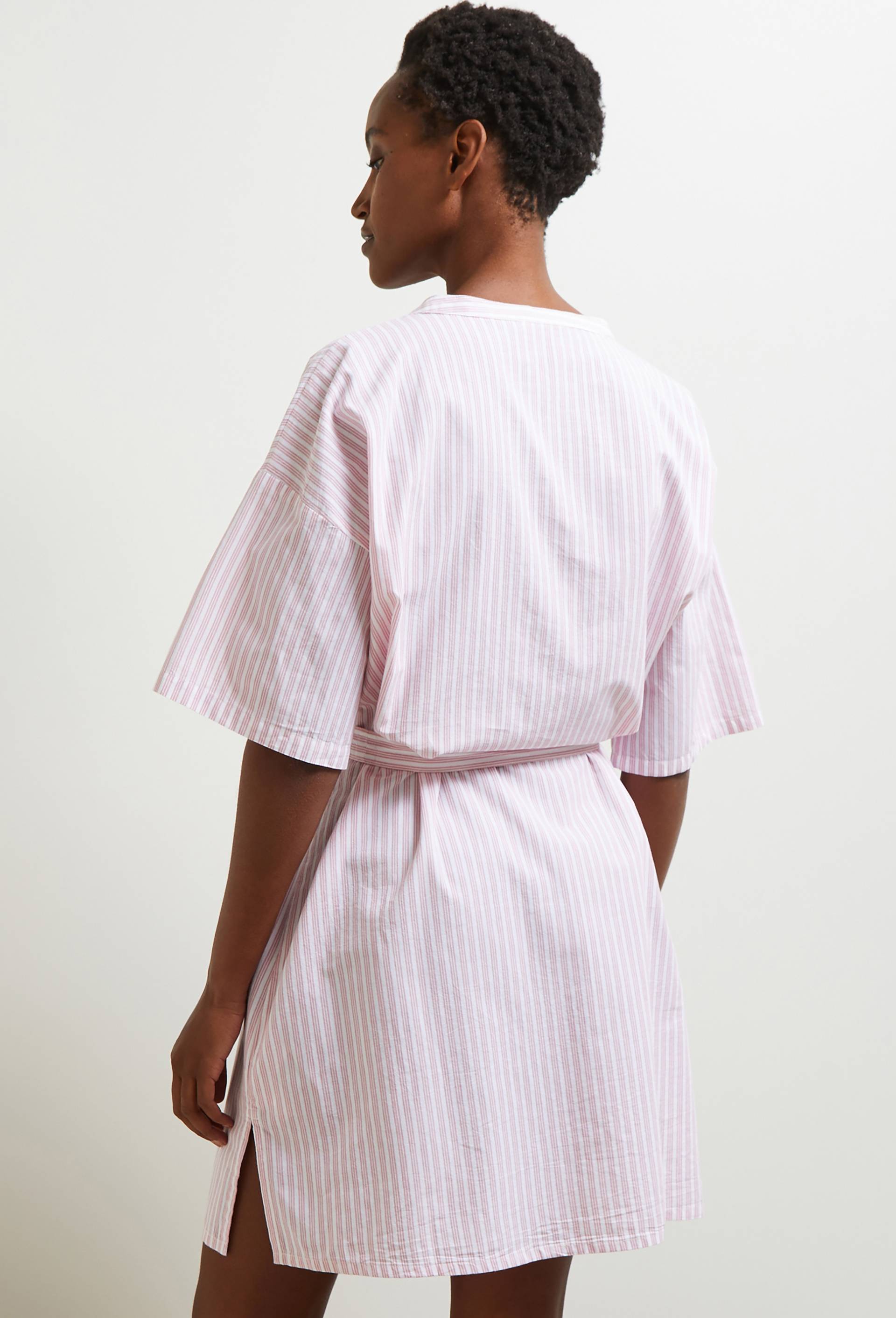 Chemise de nuit à rayures avec ceinture, Bio, Blanc, large image number 1