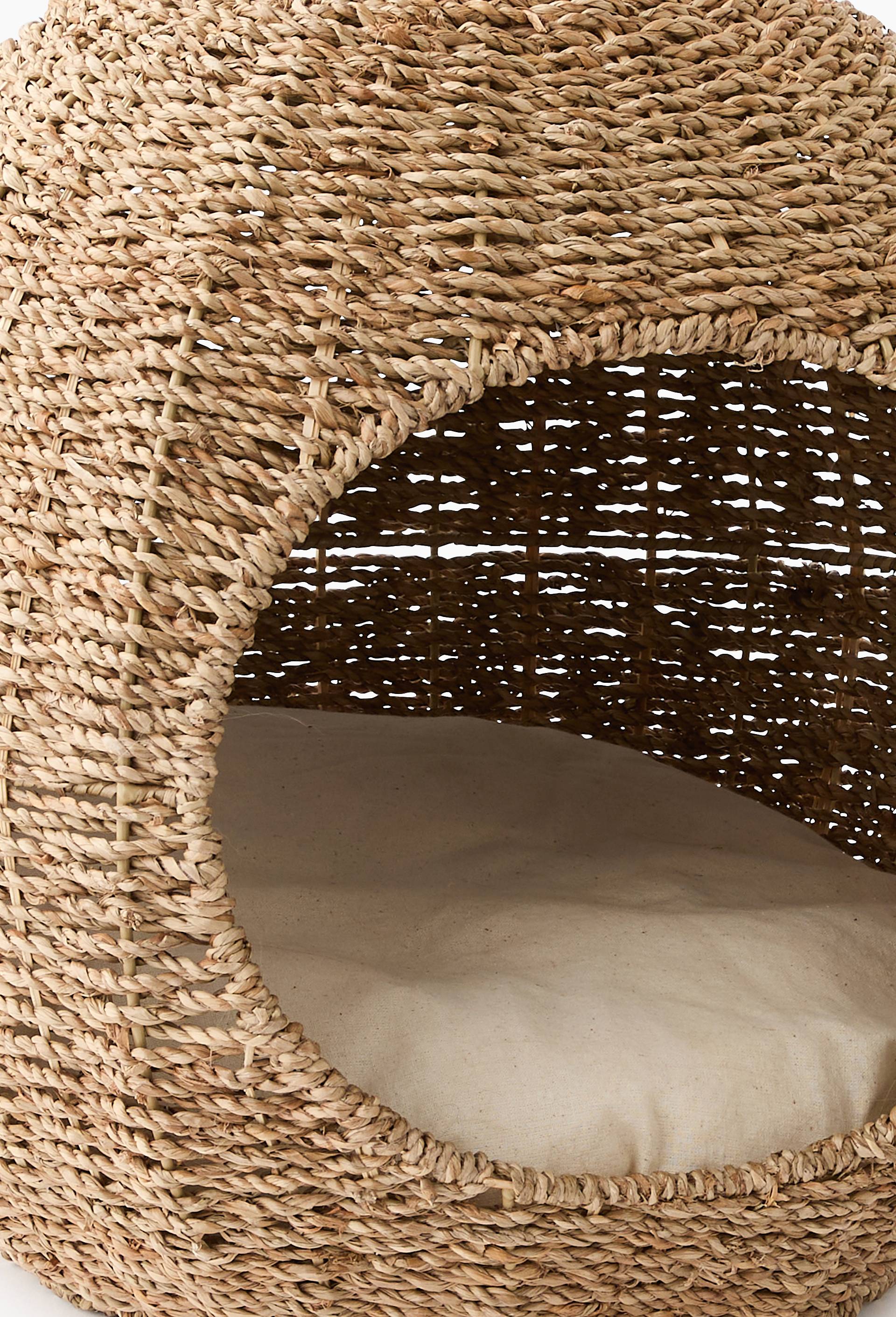 Panier pour chat, 44x38cm, en jonc de mer, Beige clair, large image number 2