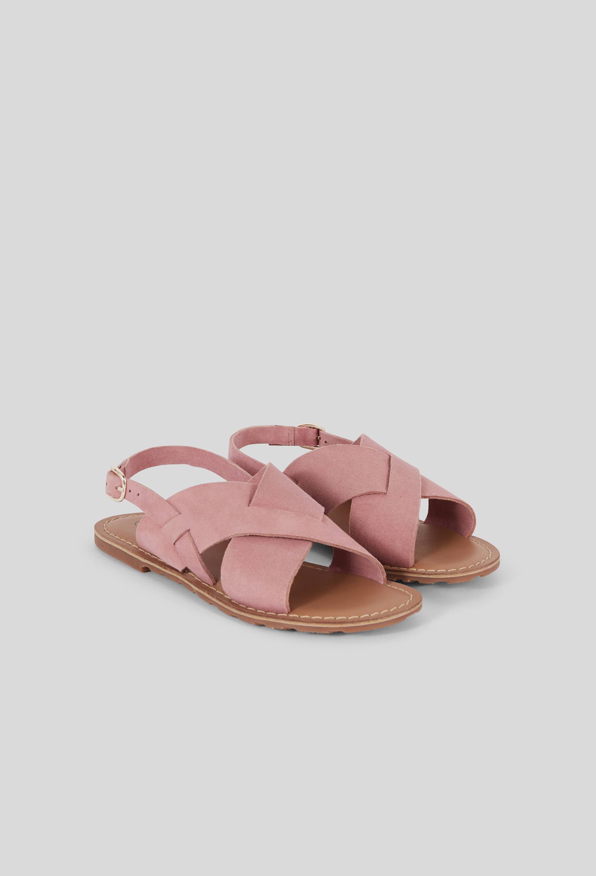 Sandales en cuir bandes larges F, Rose foncé, large image number 0.0