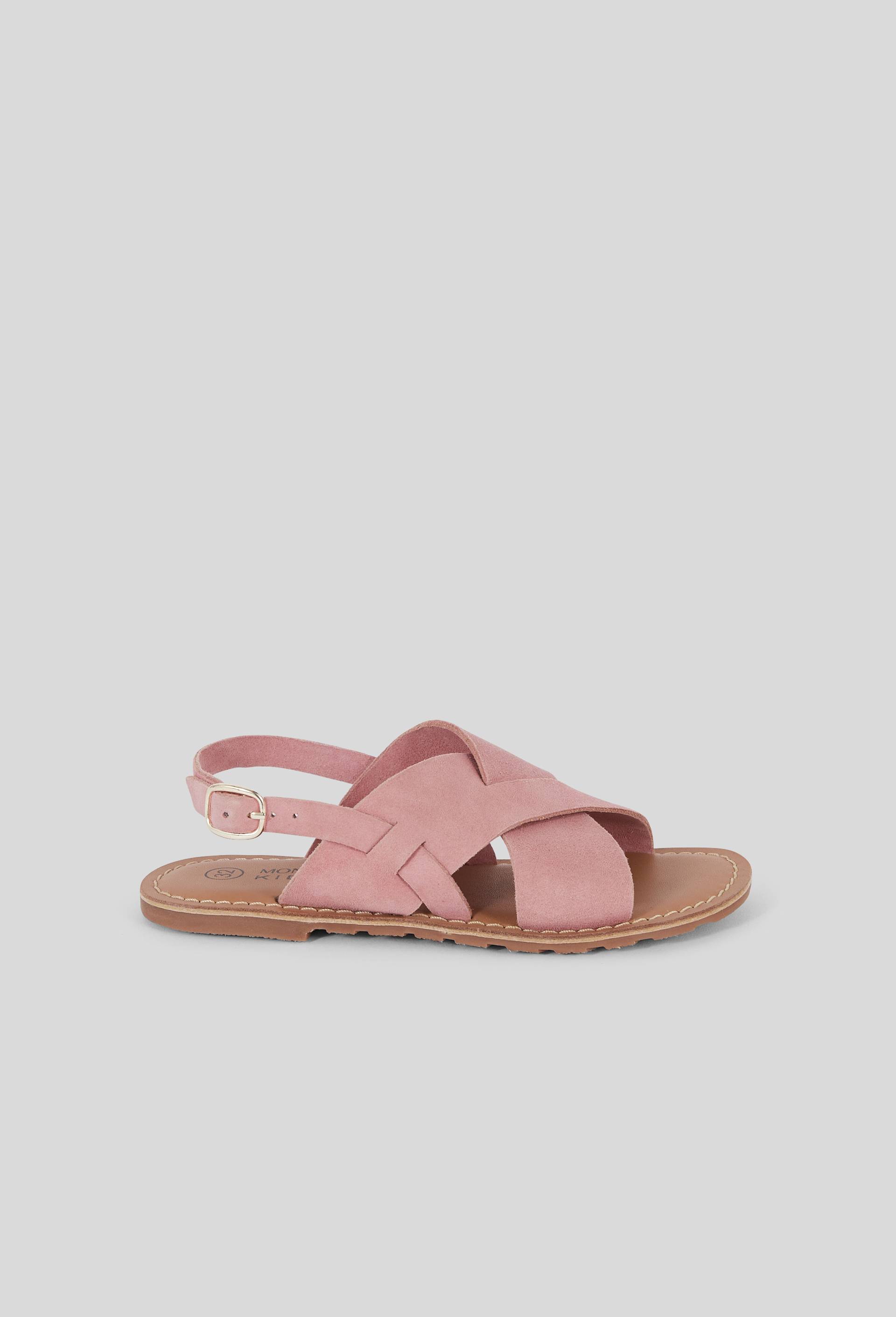 Sandales en cuir bandes larges F, Rose foncé, large image number 1.0