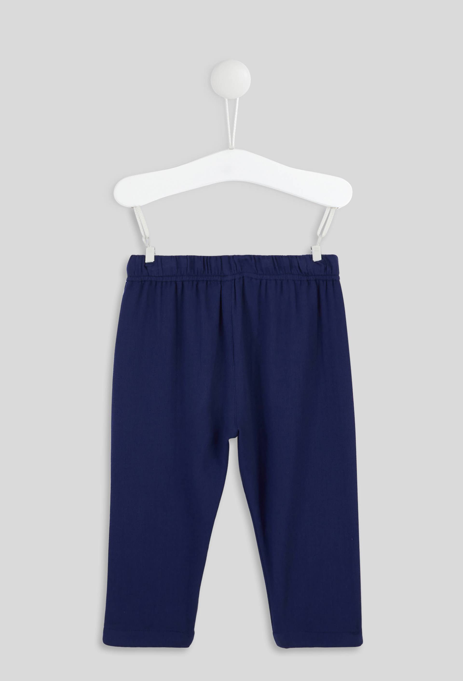 Pantalon taille élastique uni en gaze de coton BIO GOTS, Bleu, large image number 1