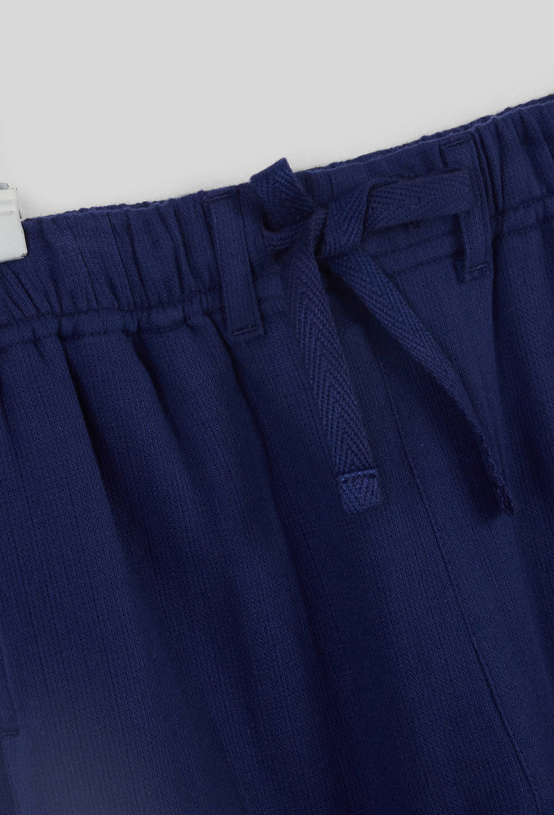 Pantalon taille élastique uni en gaze de coton BIO GOTS, Bleu, large image number 2