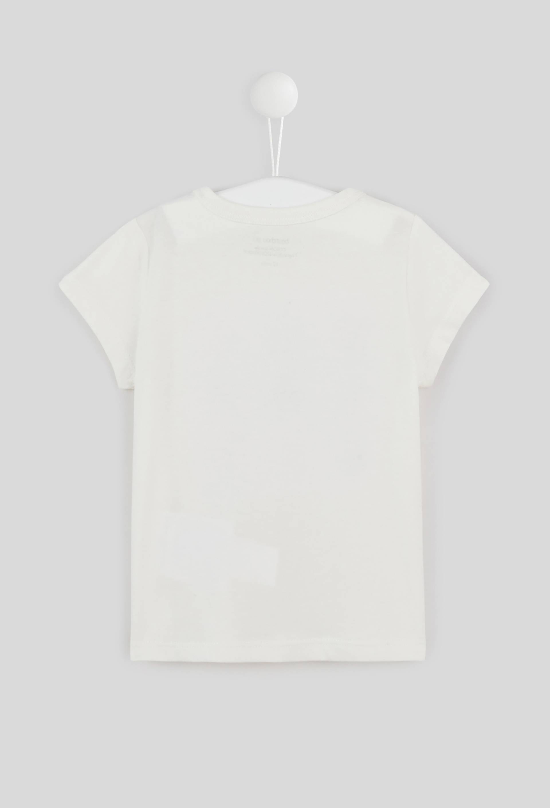 T.shirt manches courtes brodé en coton BIO, certifié Oeko-Tex, Ecru, large image number 1.0