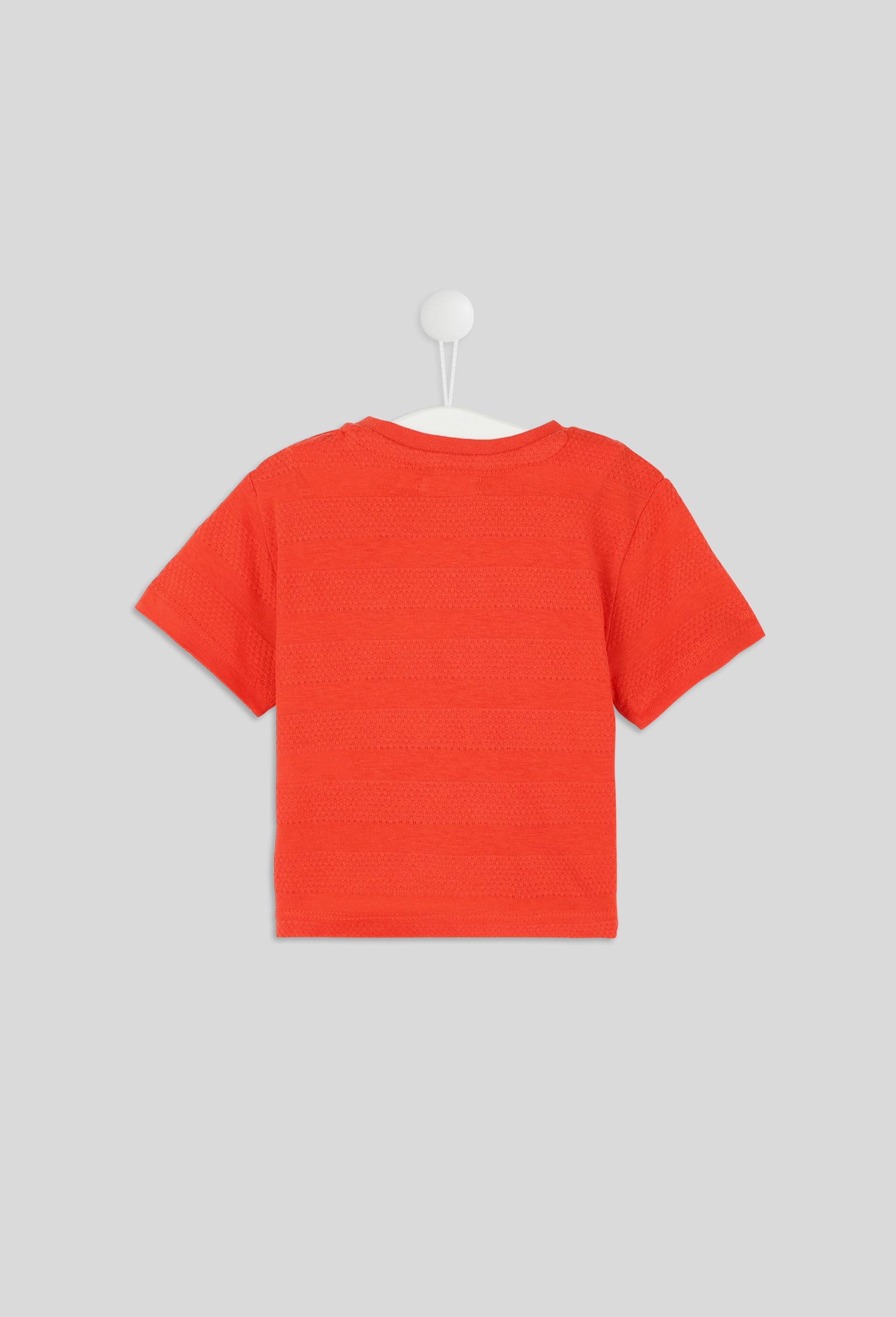T.shirt texturé et brodé en coton BIO, Oeko-Tex, Rouge, large image number 1.0