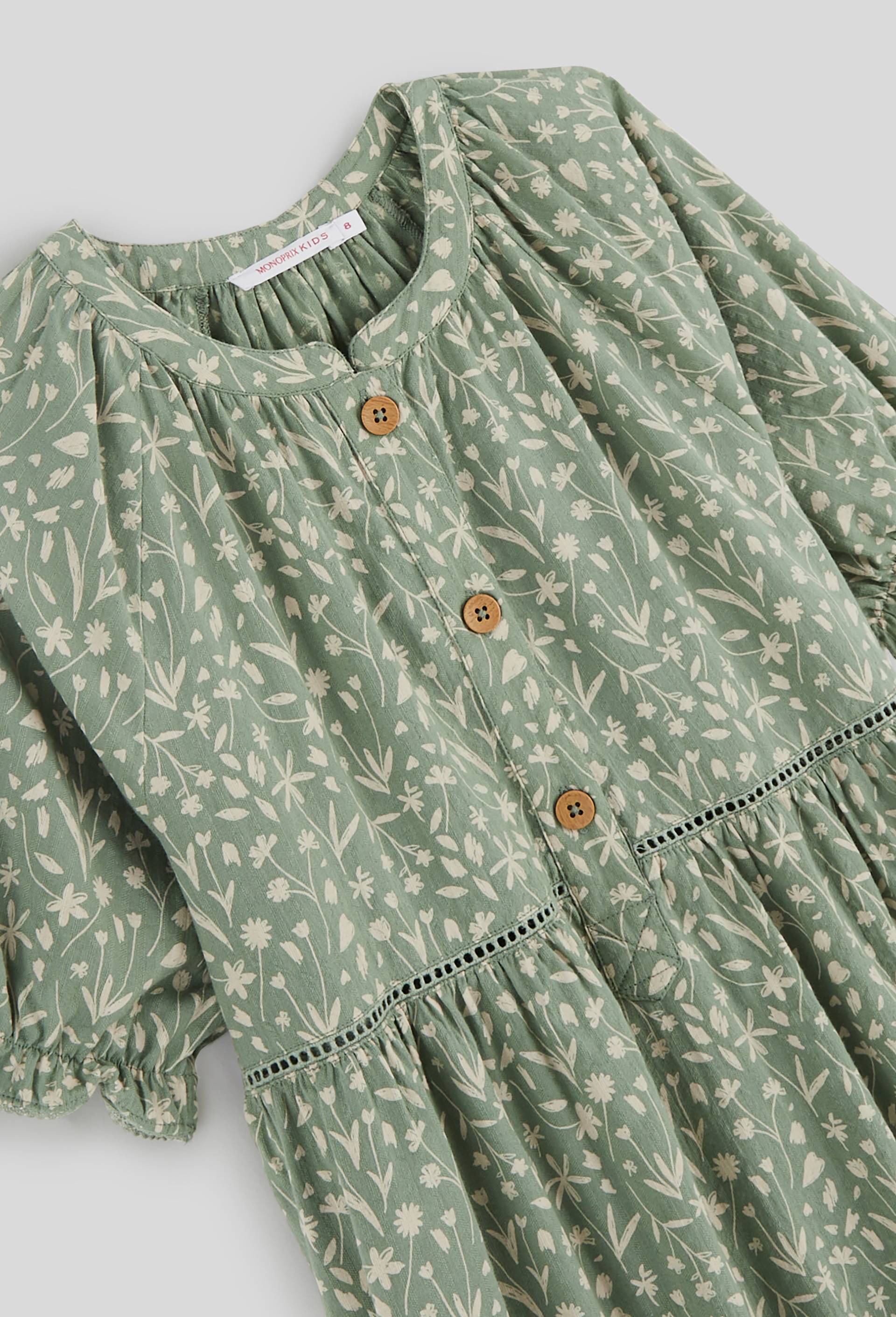 Robe imprimée en coton, Oeko-Tex, Vert, large image number 2