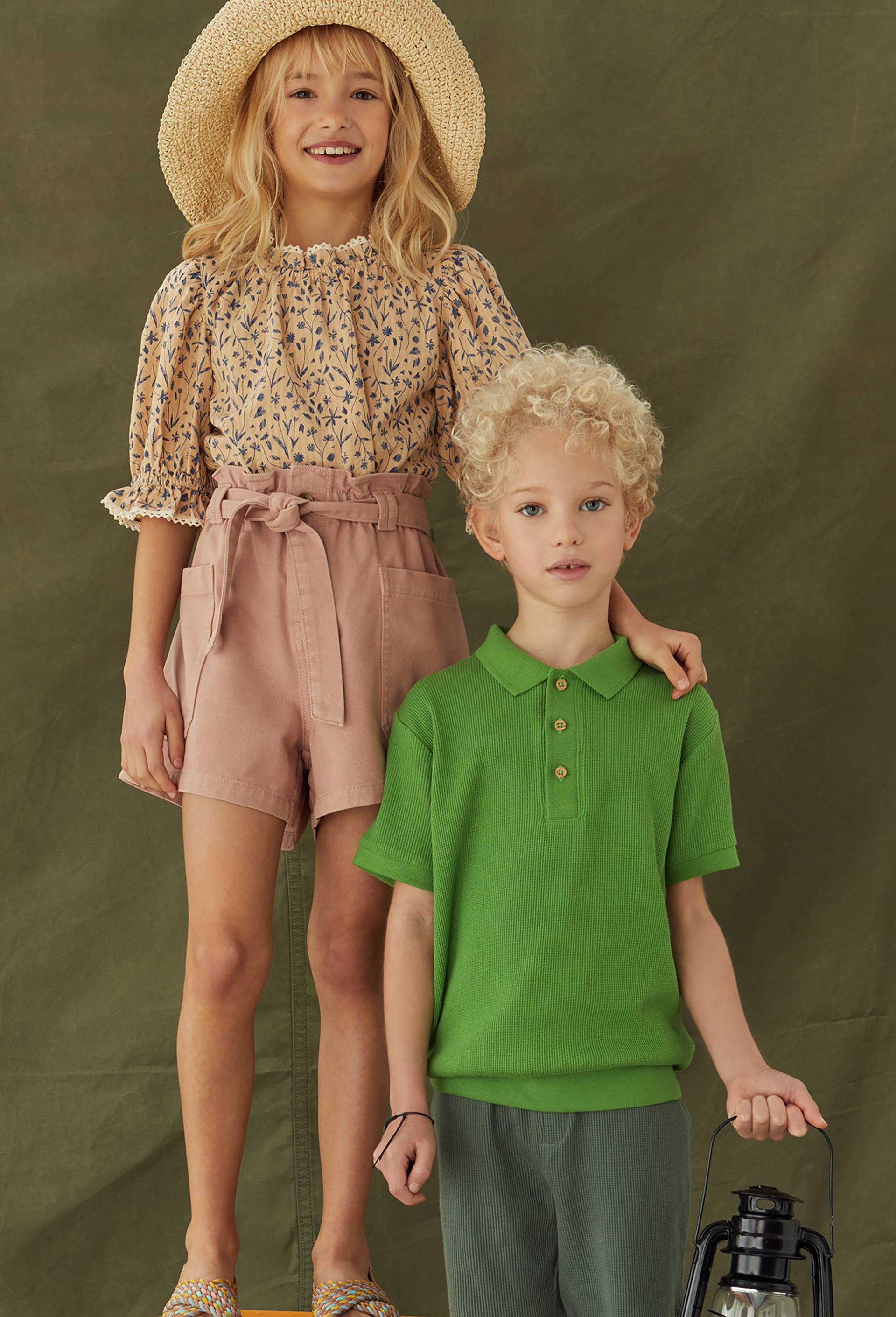 Blouse en coton imprimé, Oeko-Tex, Beige clair, large image number 0