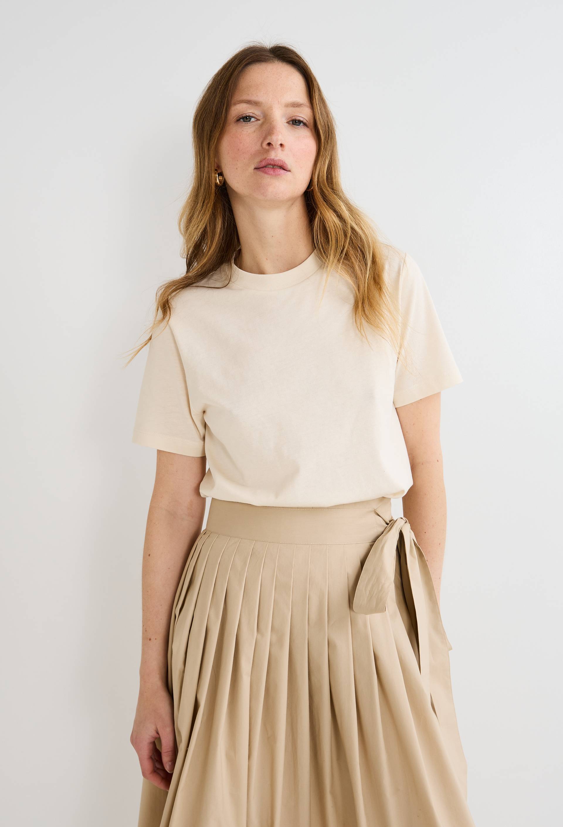 T-shirt manches courtes uni en coton BIO GOTS, Beige clair, large image number 0