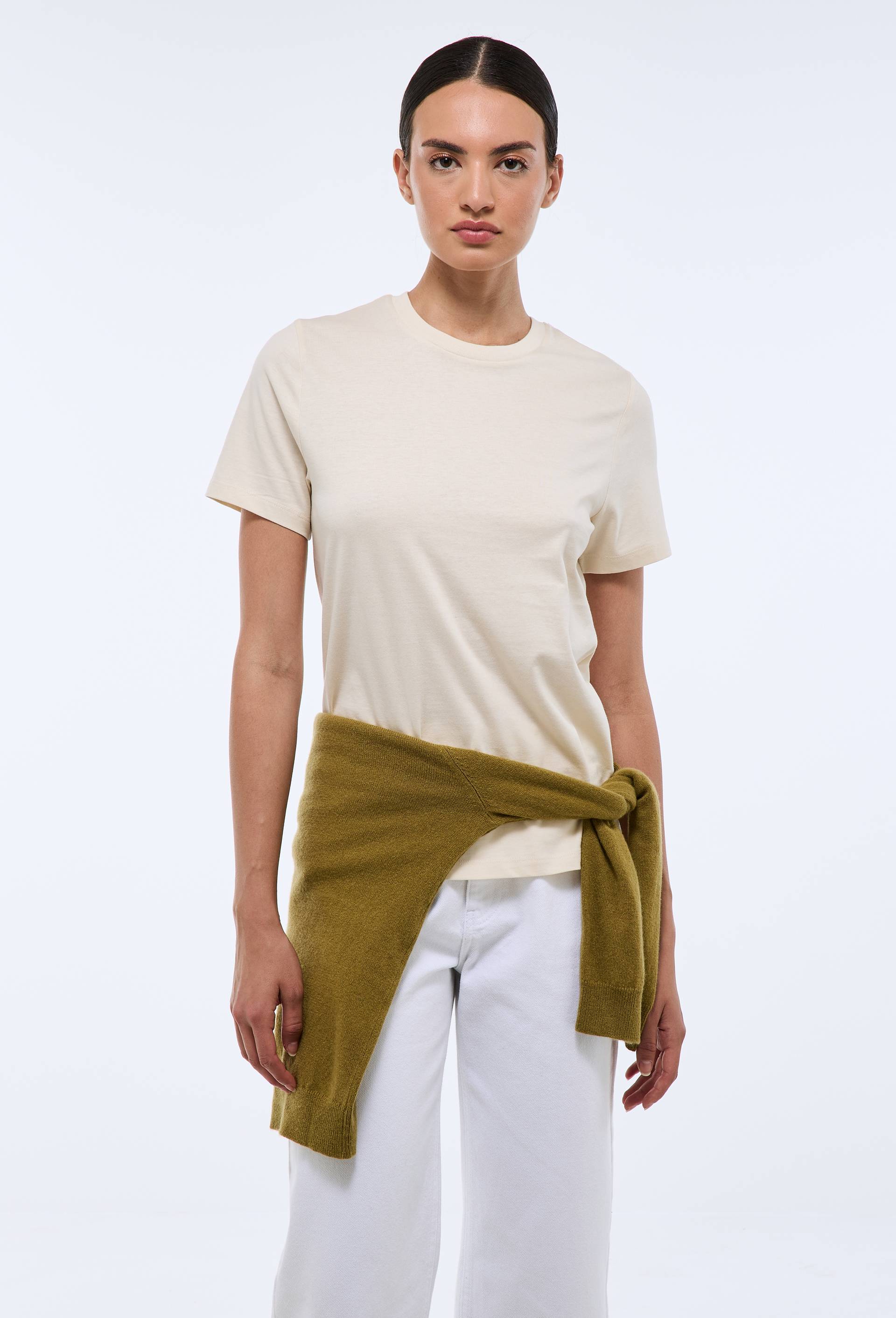 T-shirt manches courtes uni en coton BIO GOTS, Beige clair, large image number 0.0
