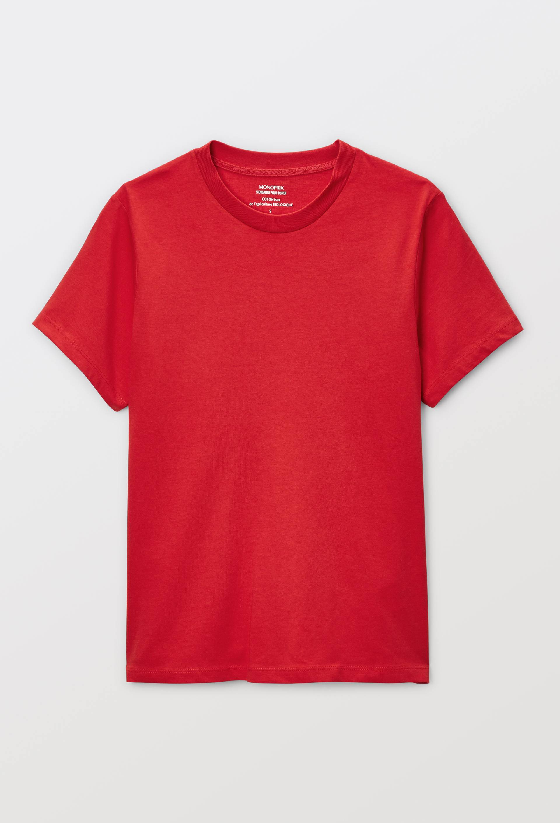 T-shirt manches courtes uni en coton BIO GOTS, Rouge, large image number 2