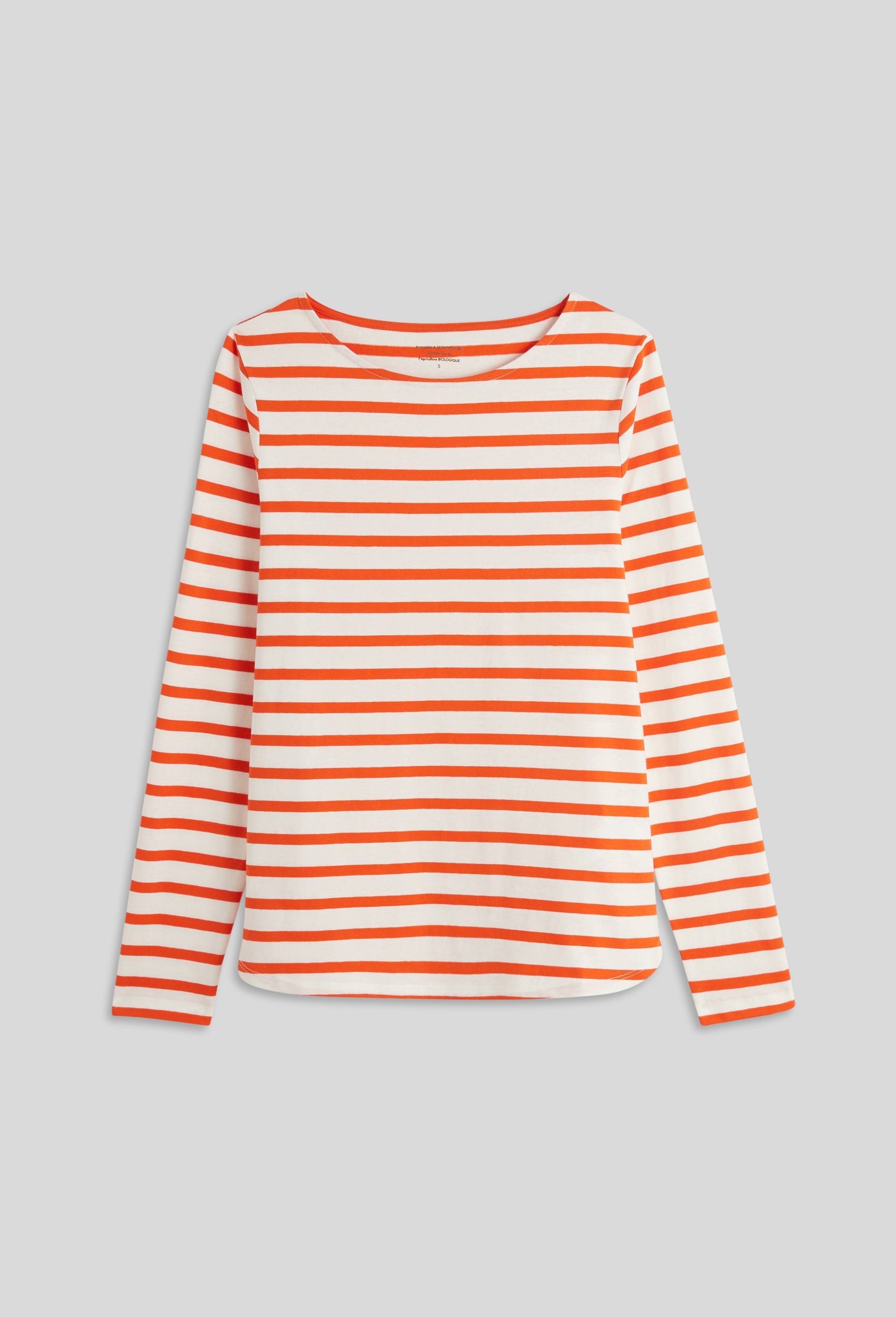 T-shirt manches longues rayé en coton BIO, Orange, large image number 2.0
